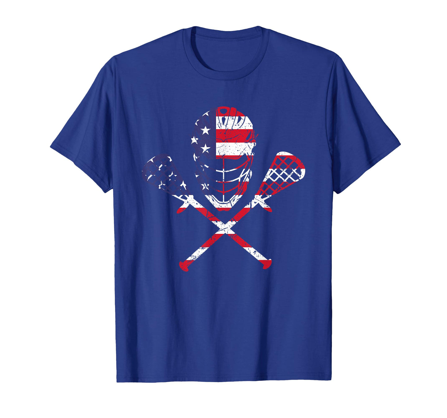 Lacrosse American Flag Helmet Sticks Men Tee 4th Of July T-Shirt