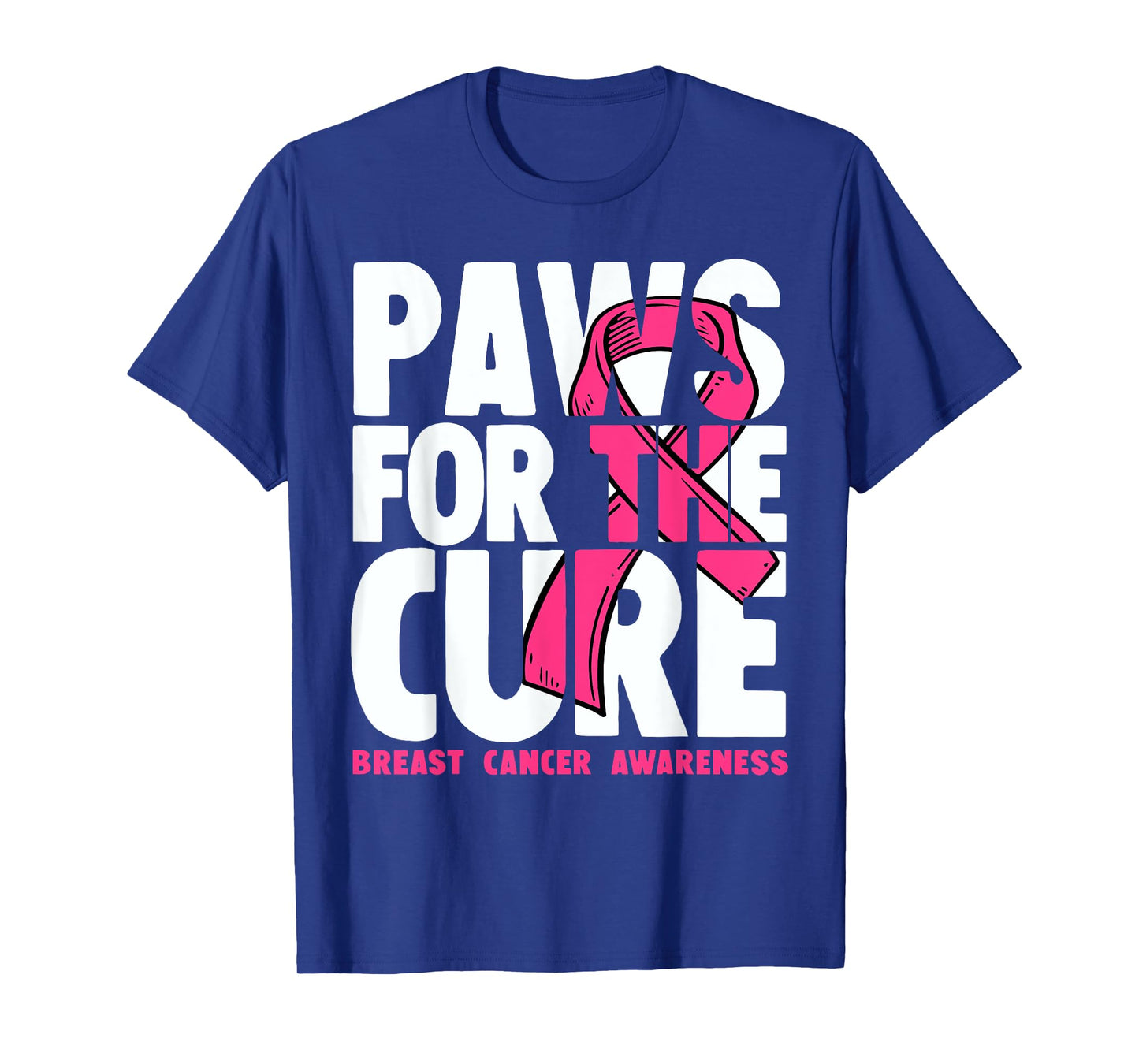 Womens Dog Paw Print Puppy Lover Breast Cancer Awareness Tee T-Shirt