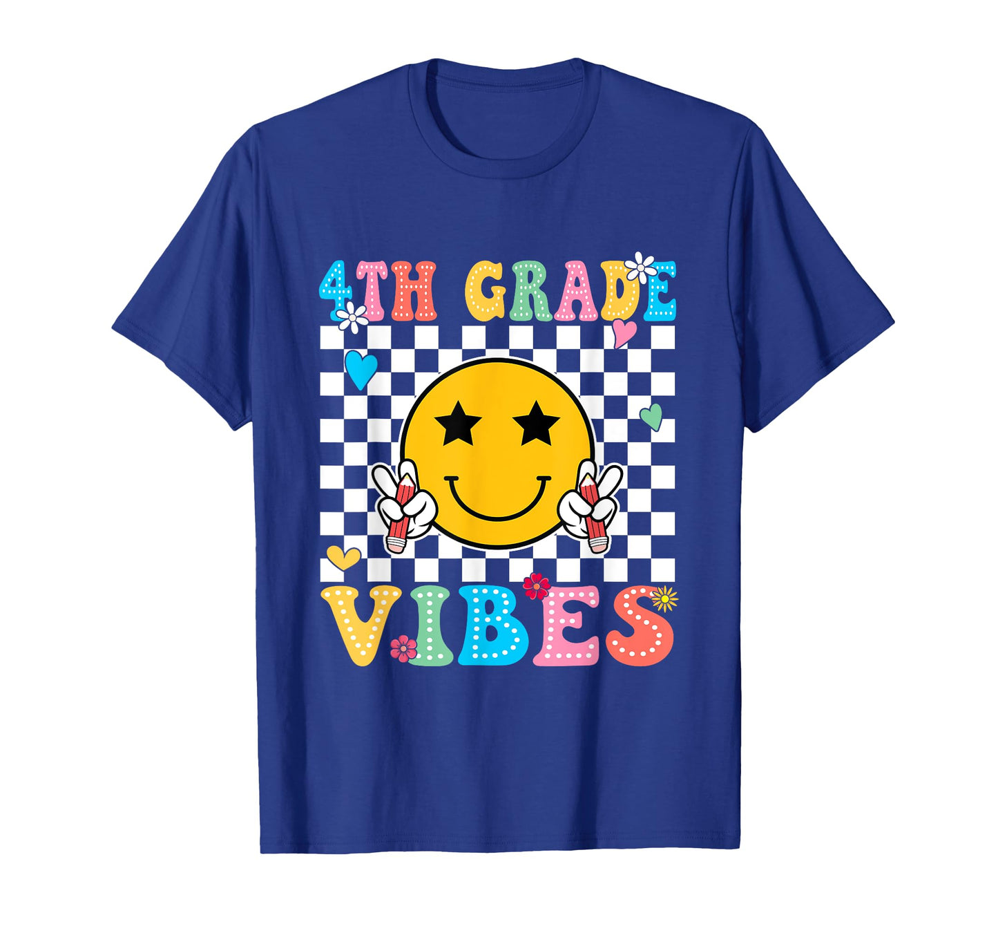 Girls 4th Grade Vibes Smile Face Back to School Fourth grade T-Shirt