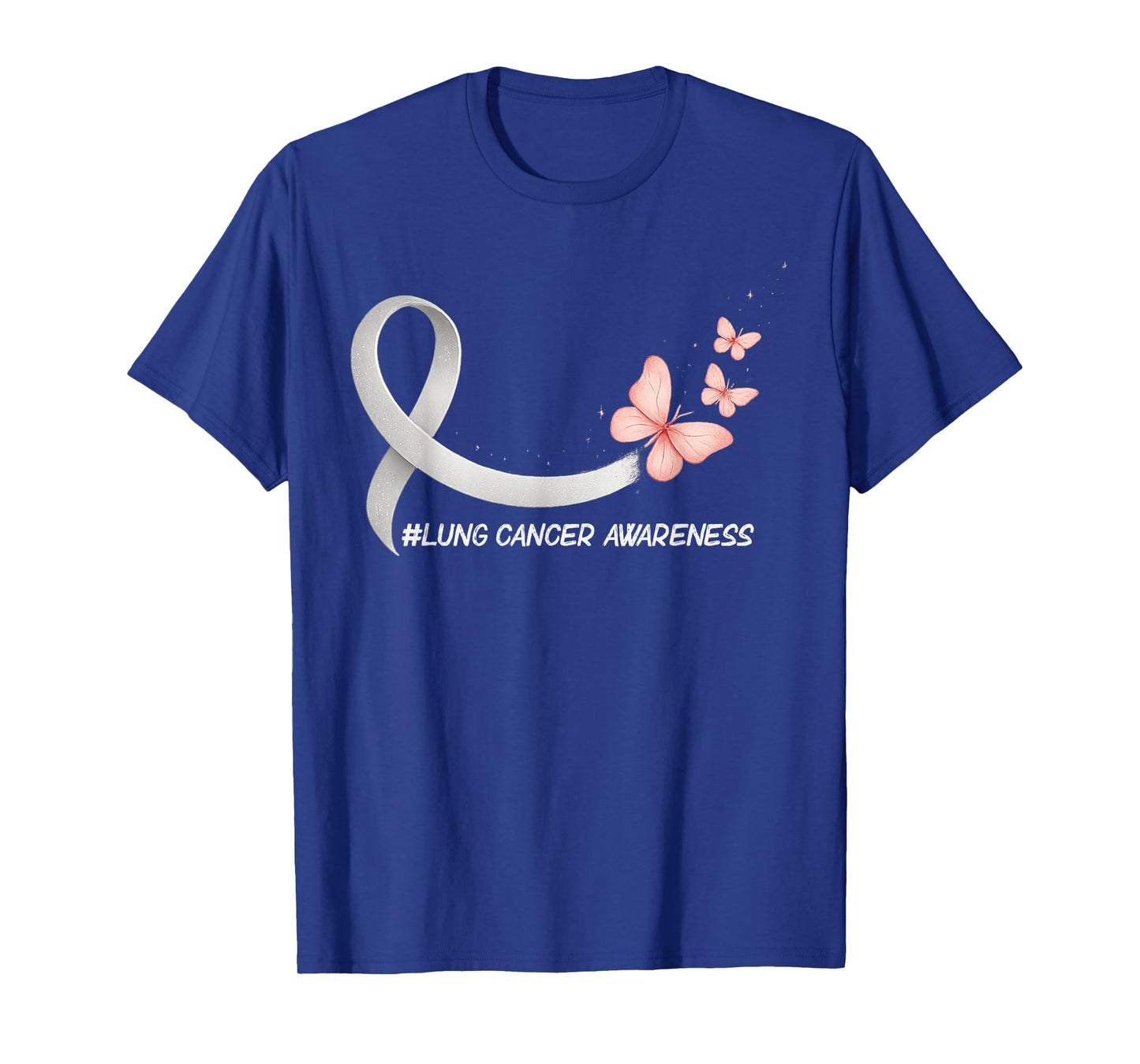 Lung Cancer Awareness Butterfly White Ribbon Support Womens T-Shirt