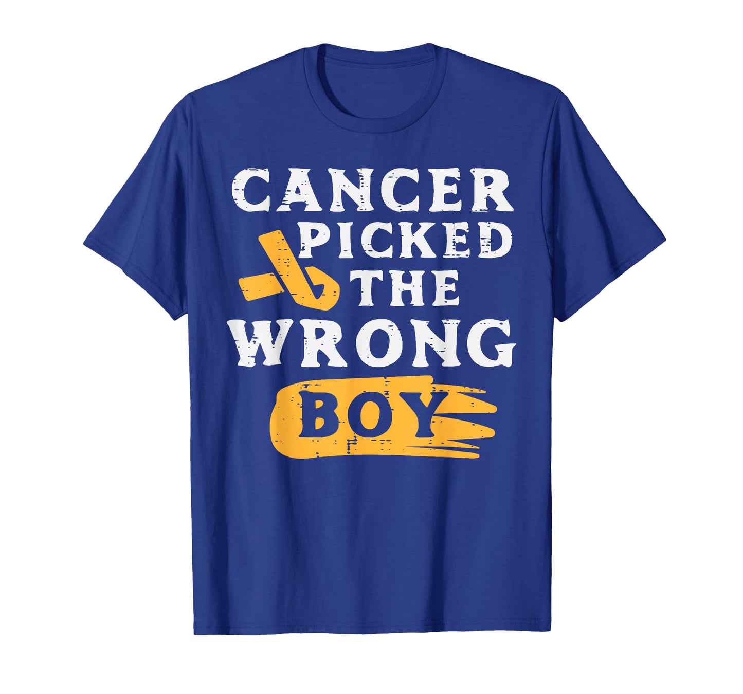 Childhood Cancer Picked The Wrong Boy Awareness Ribbon Kids T-Shirt