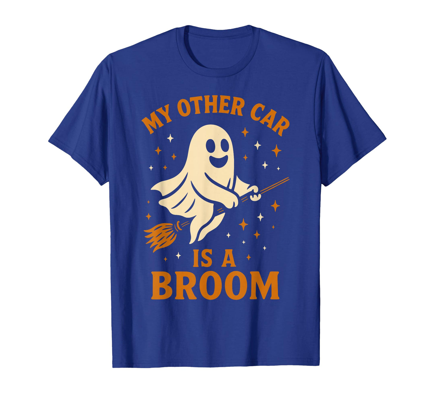 Ghost Riding Broom Funny Spooky Season Cute Halloween T-Shirt