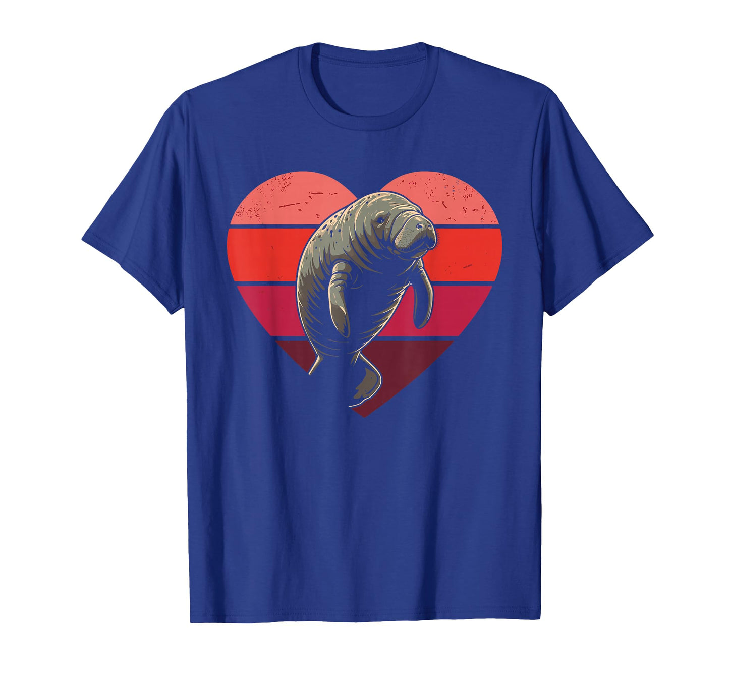 Retro Heart Manatee Vintage Valentine Womens Mens Kids T-Shirt