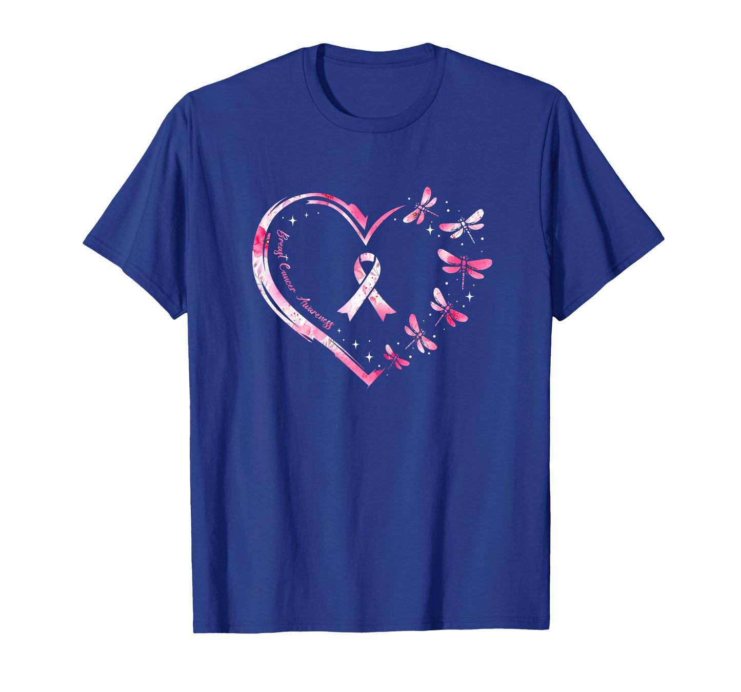 Breast Cancer Heart Dragonflies Awareness Women Kids Men T-Shirt
