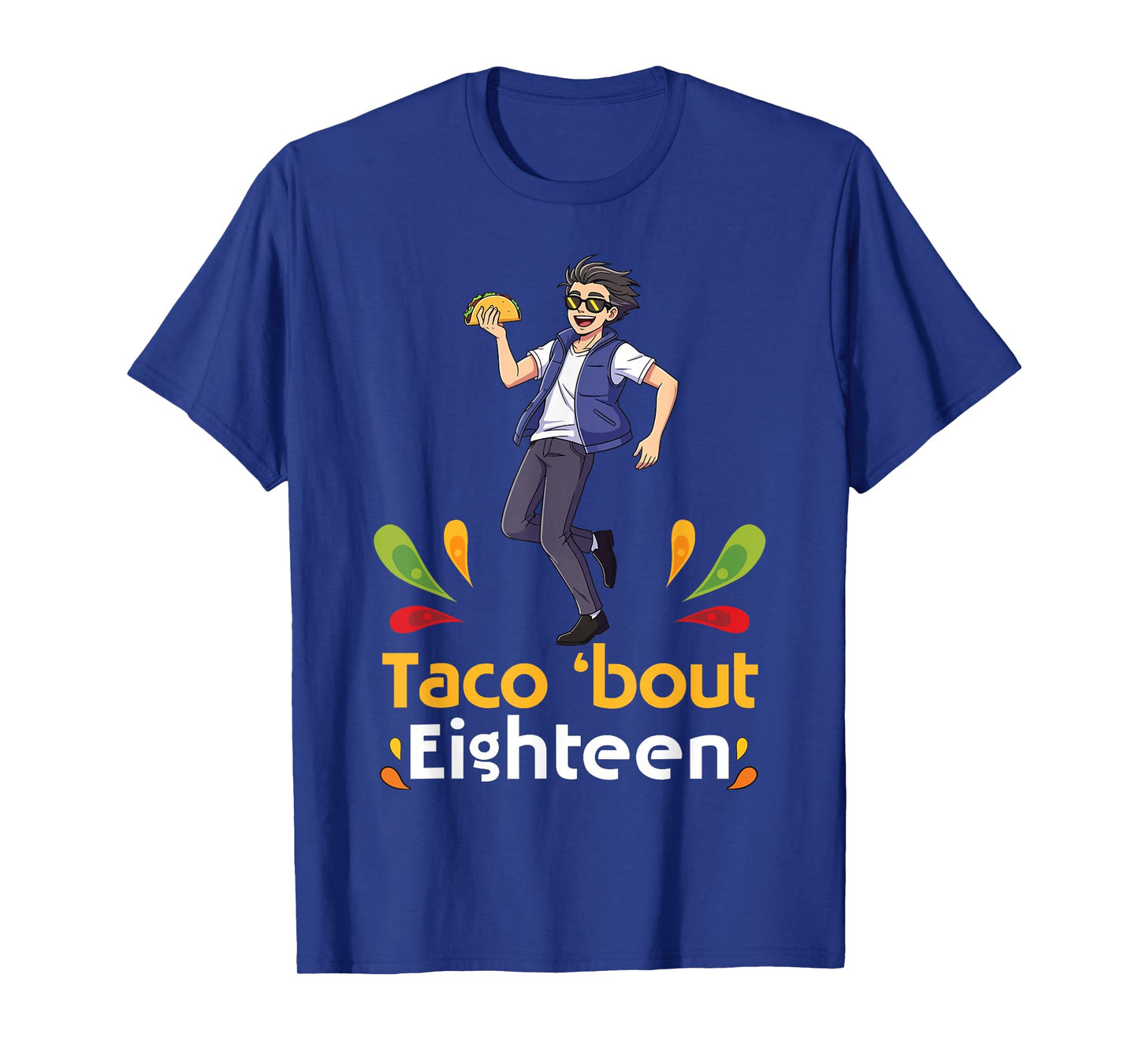 Cute Boy with Tacos Happy Birthday Taco Bout 18 Years Old T-Shirt