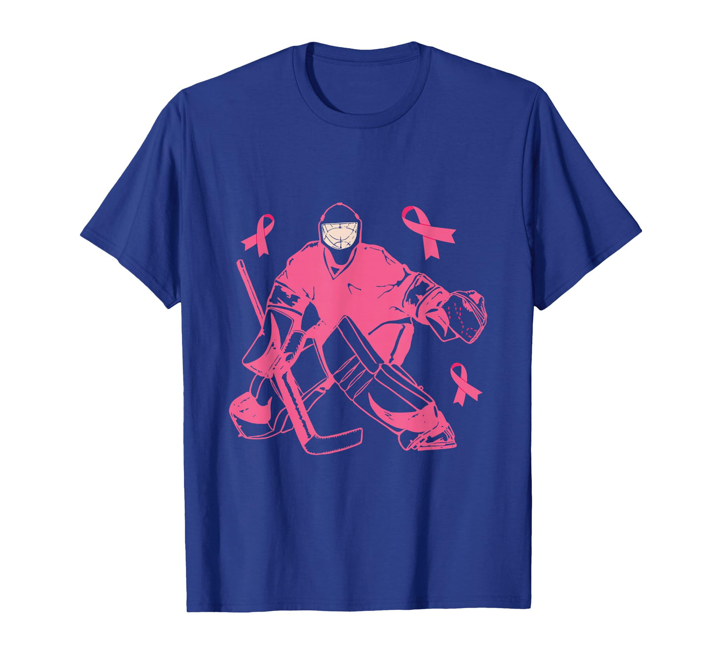 Ice Hockey Keeper Pink Ribbon Breast Cancer Awareness T-Shirt