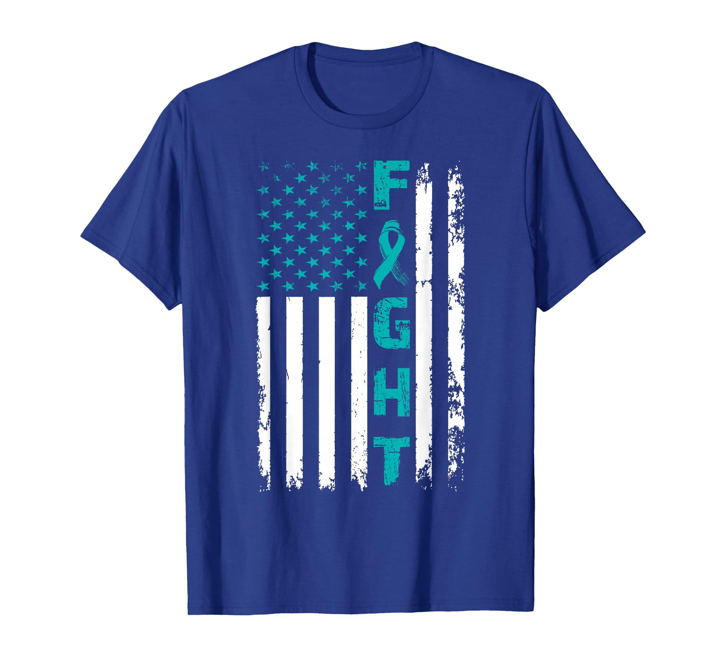 Fight Ovarian Cancer American Flag Awareness Survivor T-Shirt