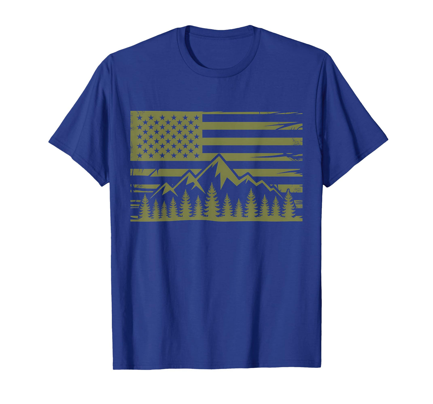Forest Tree Wildlife Nature Outdoor American USA Flag Forest T-Shirt