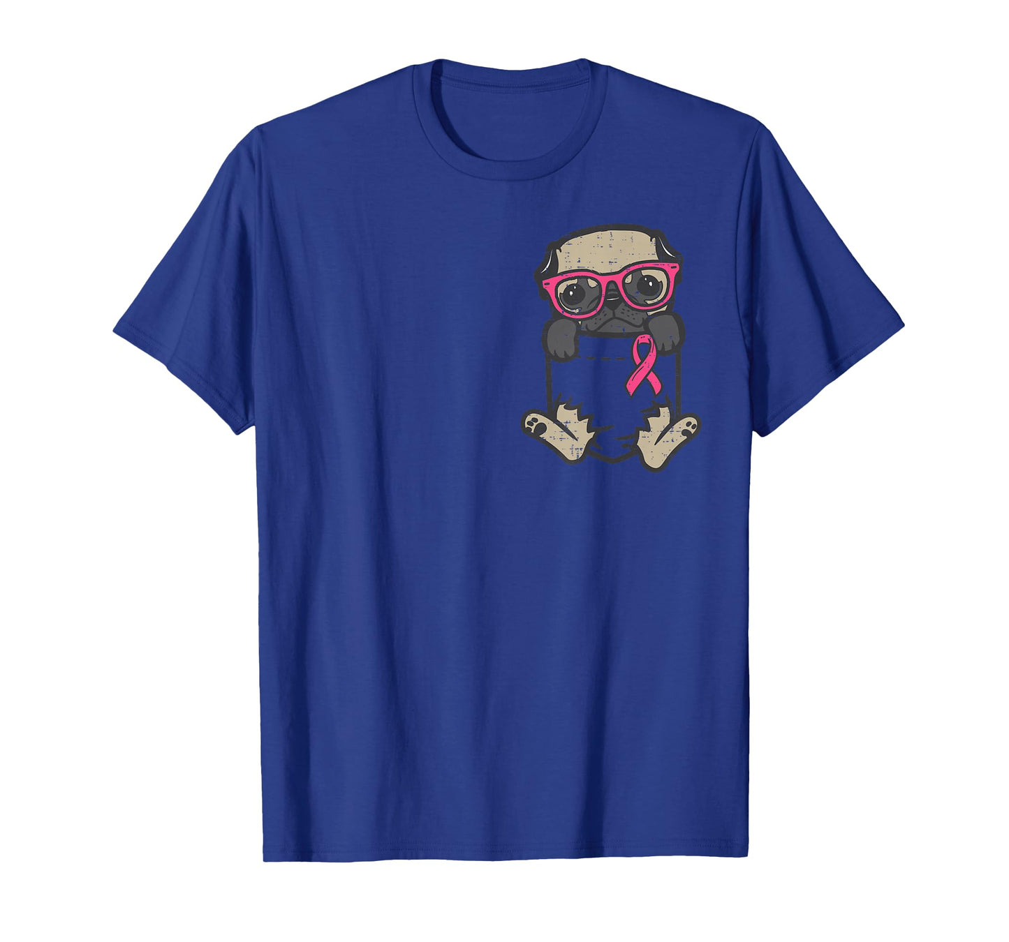 Pocket Pug Dog Pink Ribbon Breast Cancer Awareness Dog T-Shirt