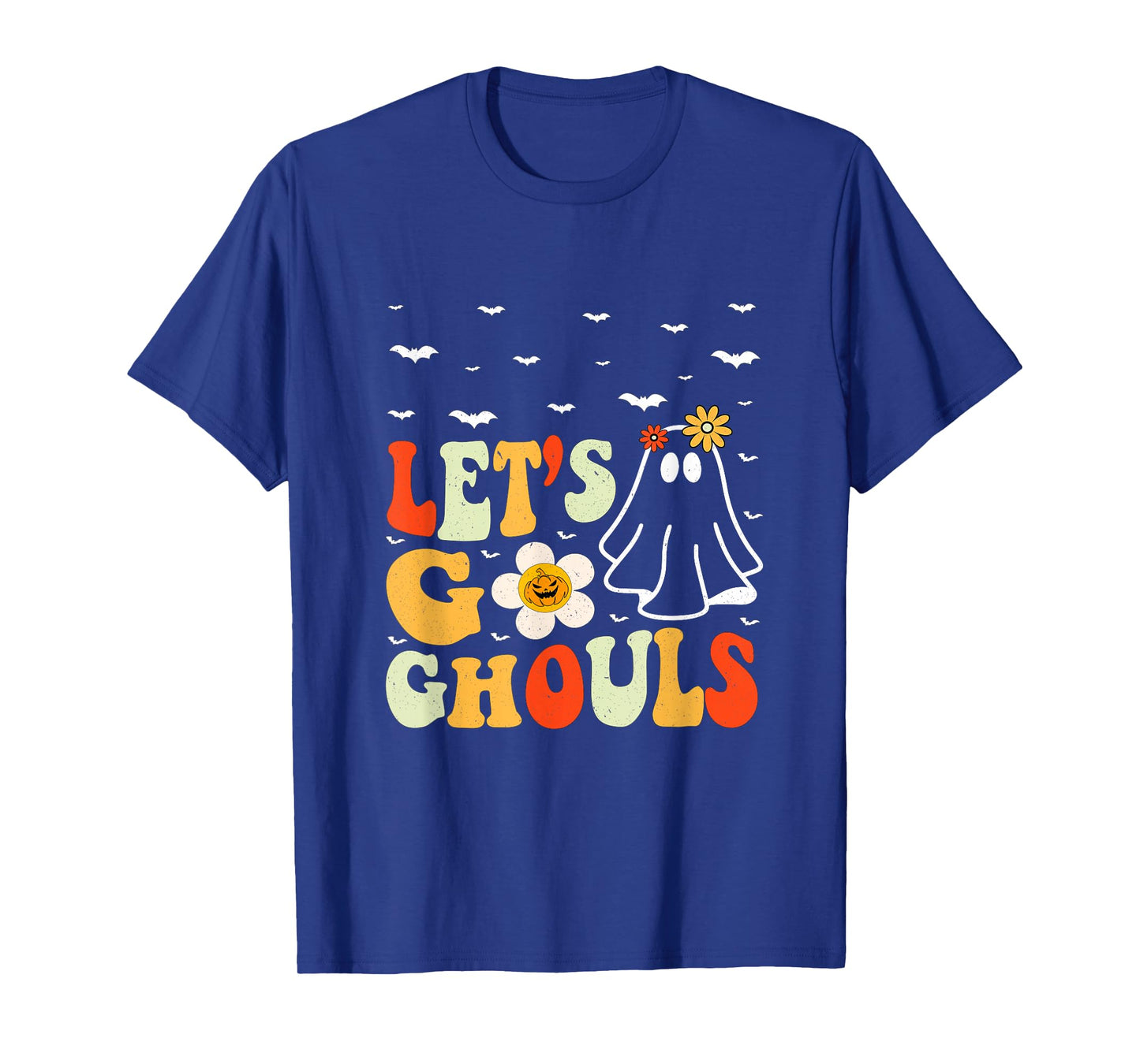 Halloween Lets Go Ghouls Ghost Retro Costume Women Girl Kids T-Shirt