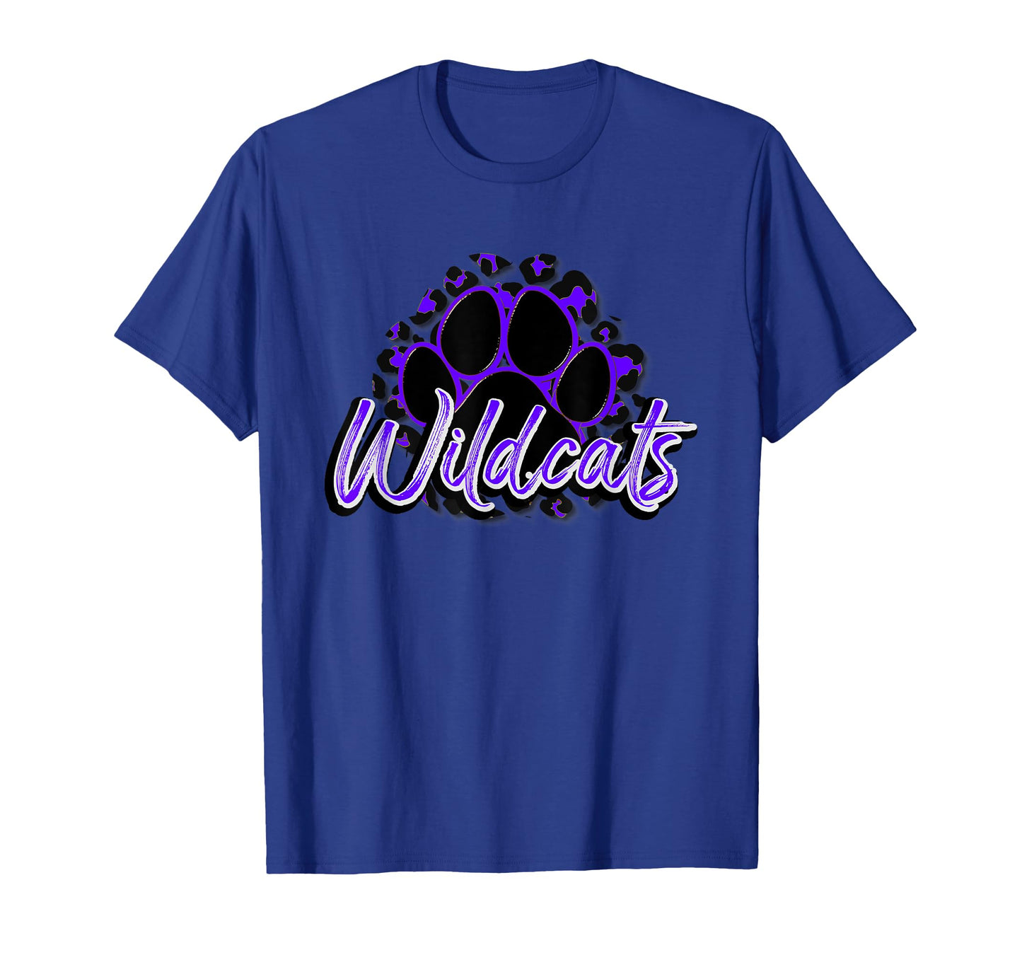 Wildcats Purple Black Cheetah School Sports Fan Team Spirit T-Shirt