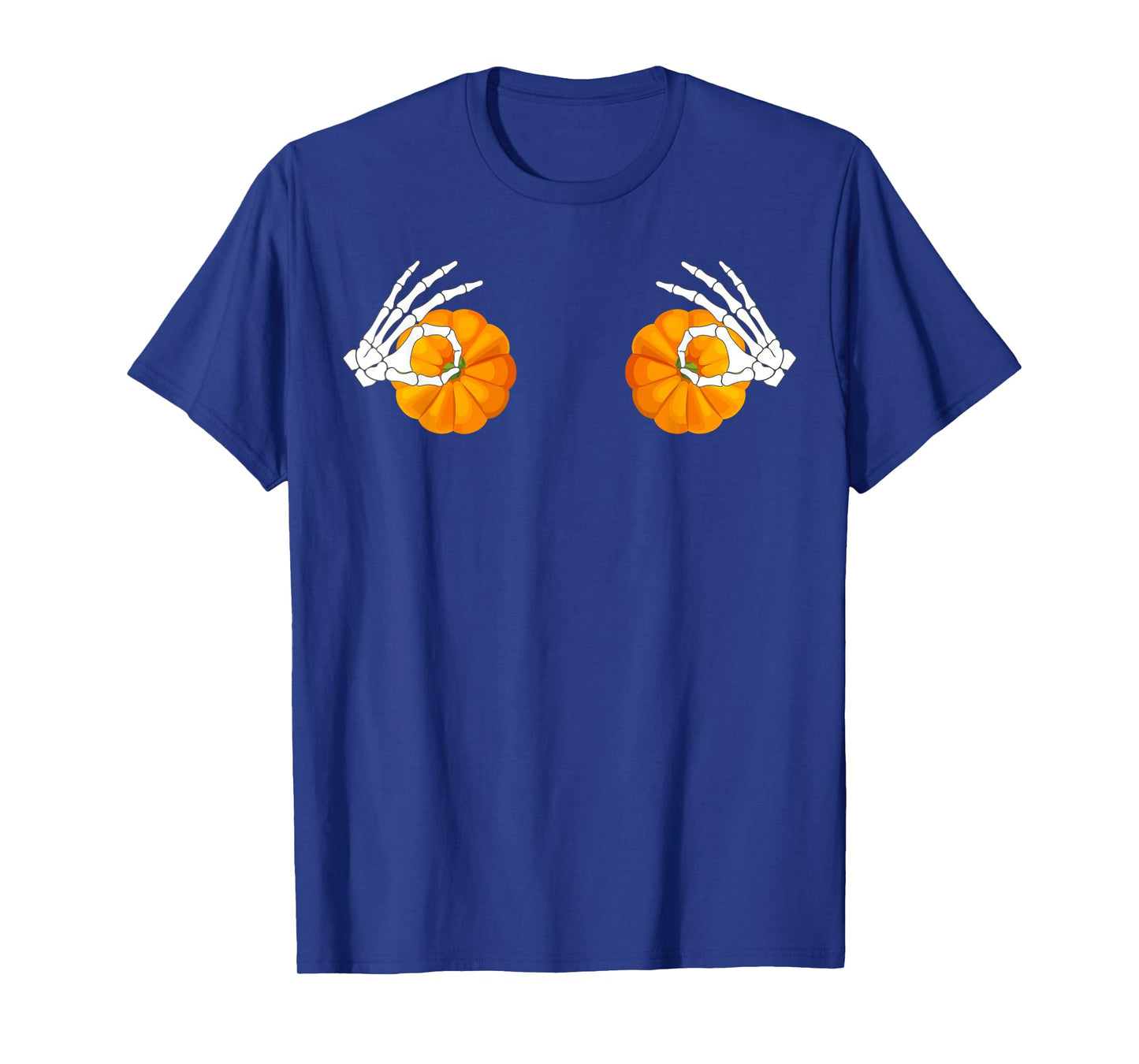 Halloween Bikini Boobs Bra Pumpkin Skeleton Hands Womens T-Shirt