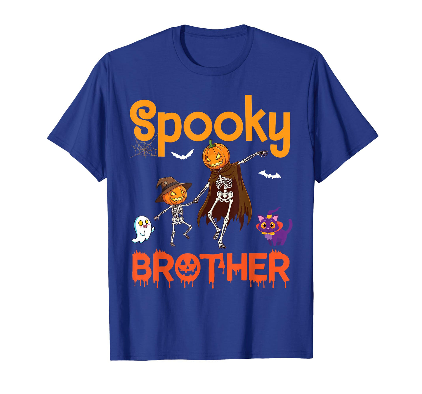 Spooky Brother Skeletons Dancing with Pumpkin Head and Ghost T-Shirt