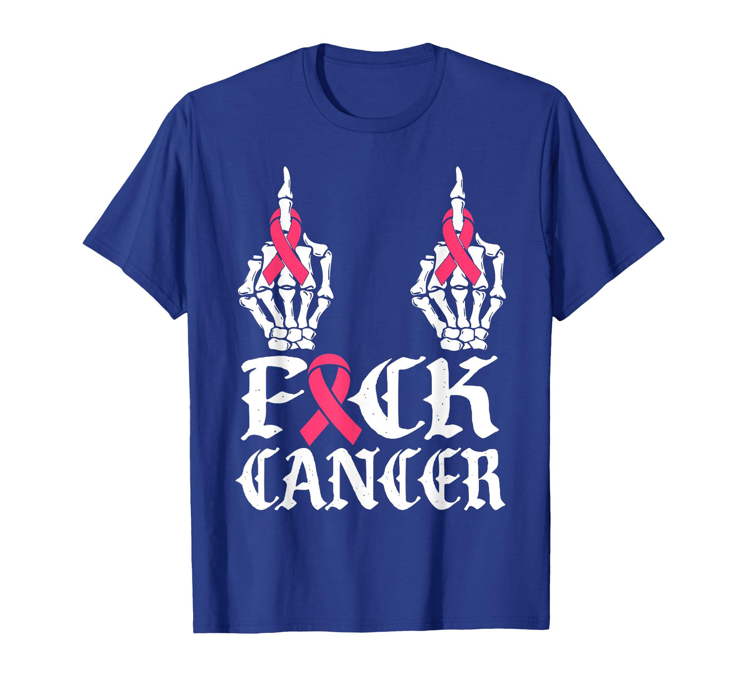 Fuck Cancer Skull and Crossbones Skeleton Breast Cancer T-Shirt