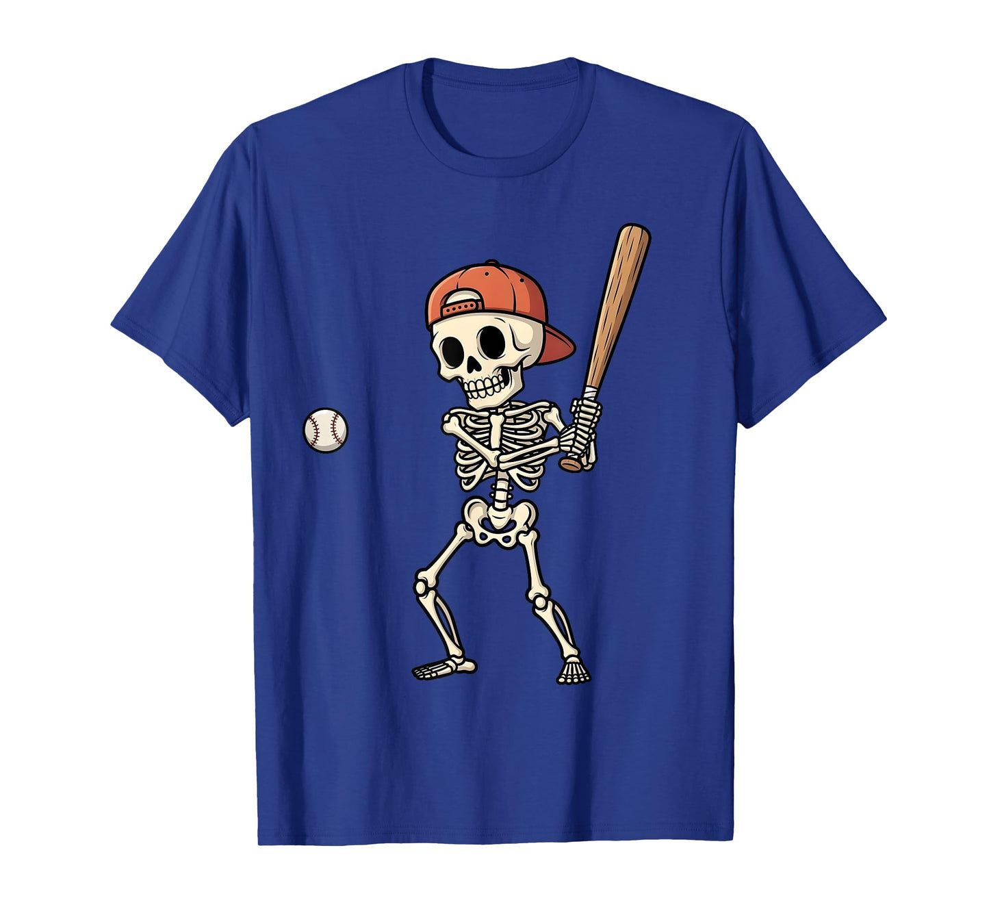 Halloween Skeleton Playing Baseball Boys Kids Men T-Shirt