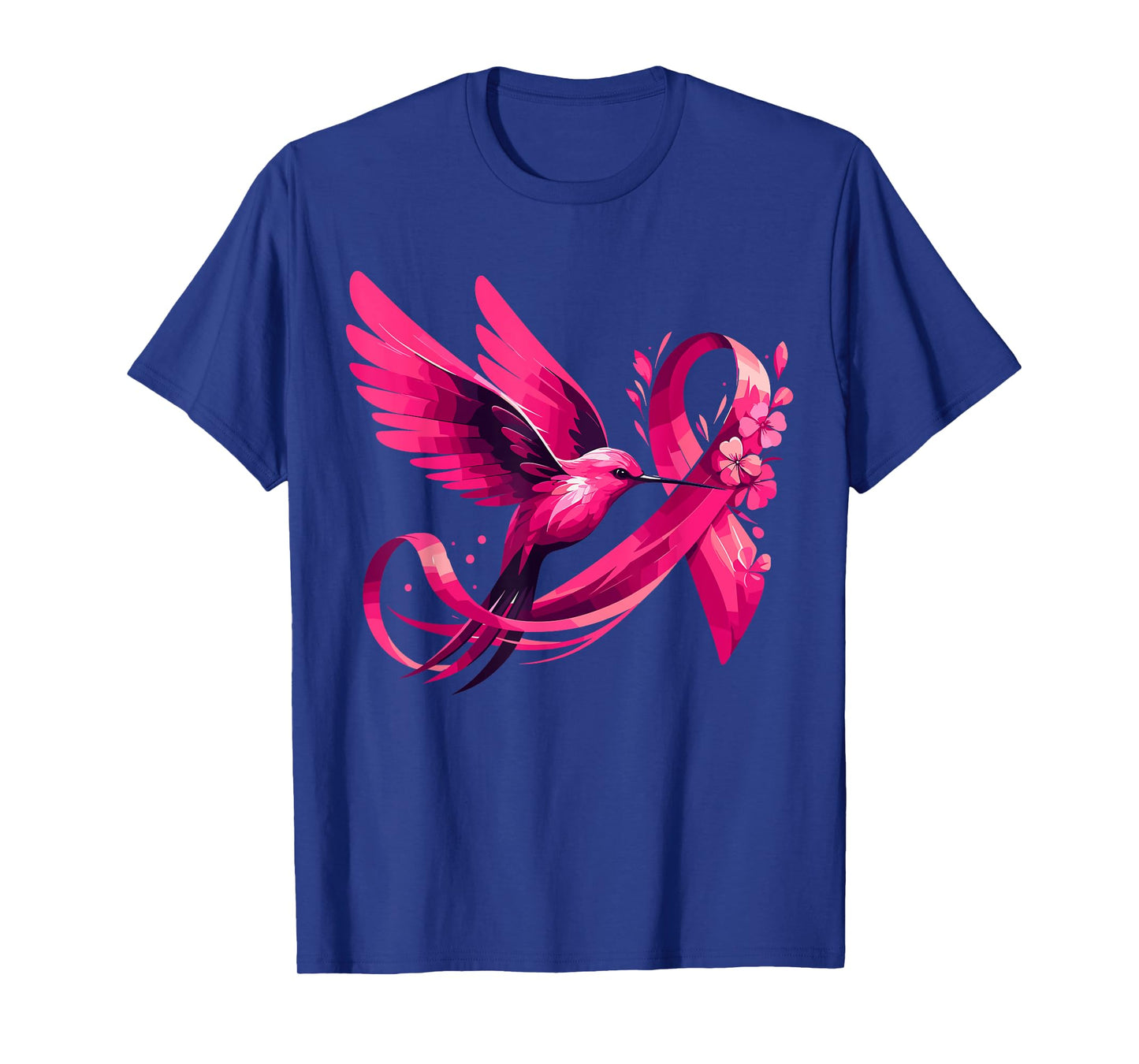 Hummingbird Flower Pink Ribbon Breast Cancer Awareness T-Shirt