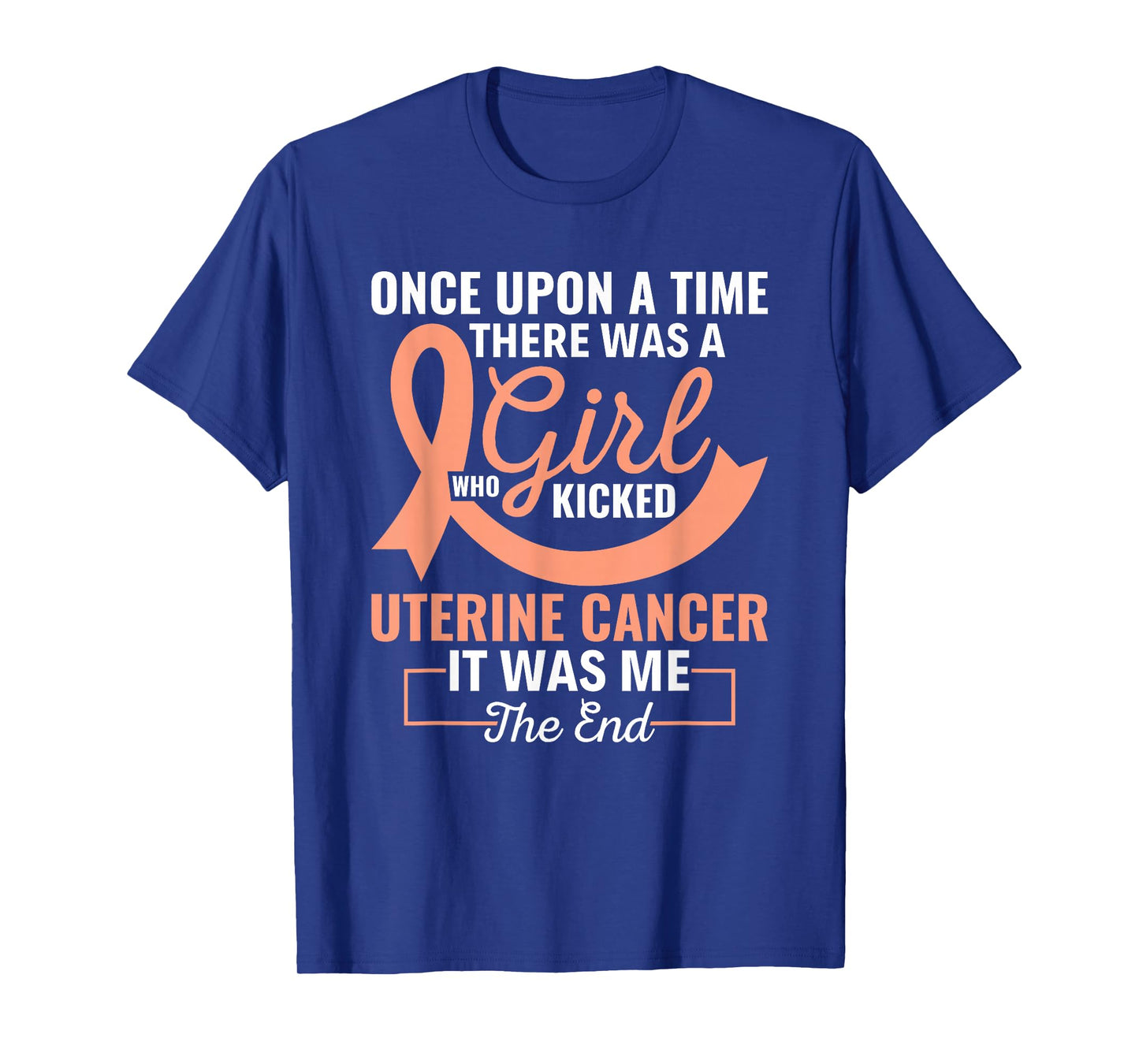 Girl Who Kicked Uterine Cancer Peach Ribbon Warrior T-Shirt