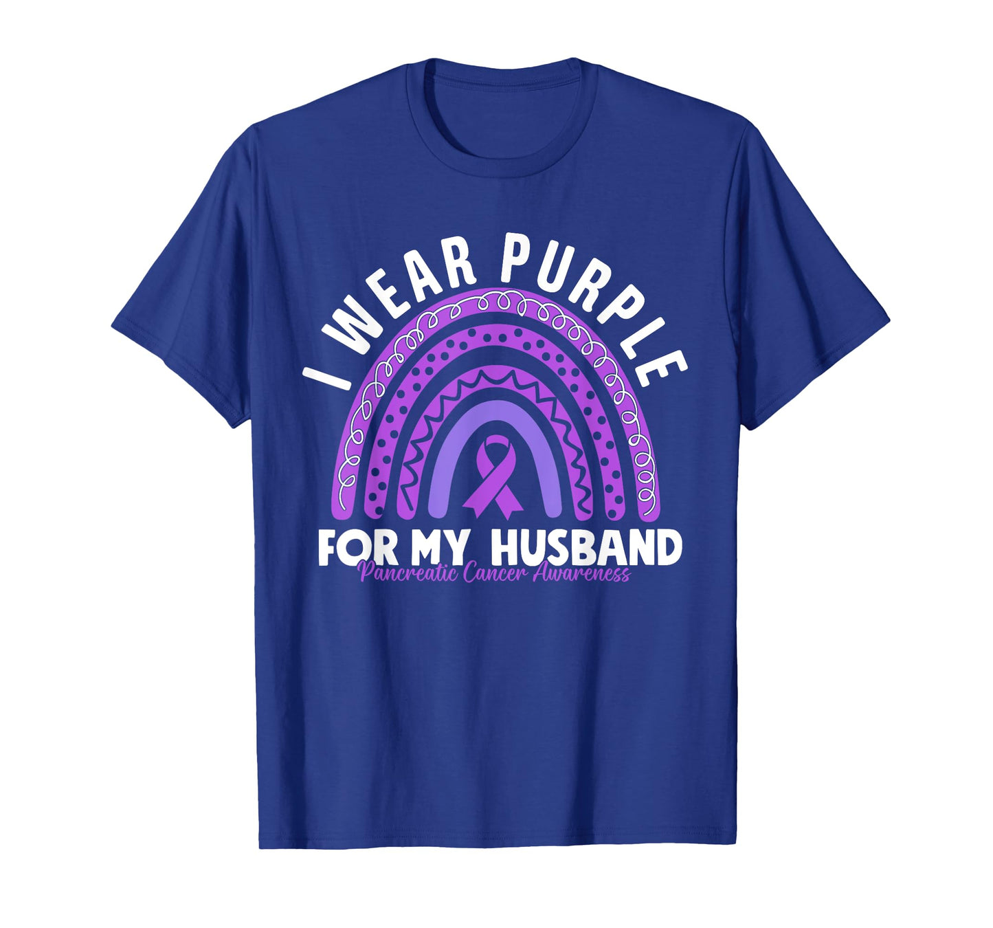 Pancreatic Cancer Awareness I Wear Purple For My Husband T-Shirt