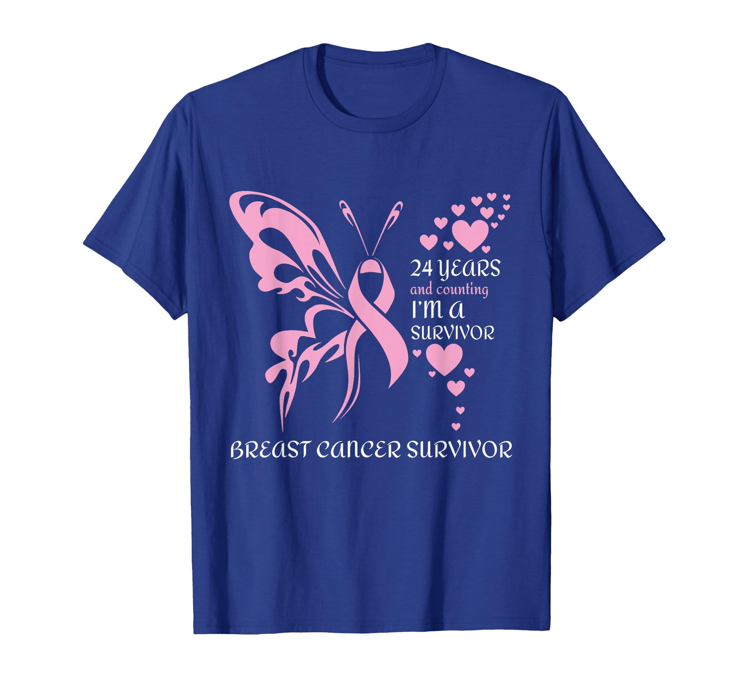 Butterfly 24 Years And Counting I'm A Breast Cancer Survivor T-Shirt