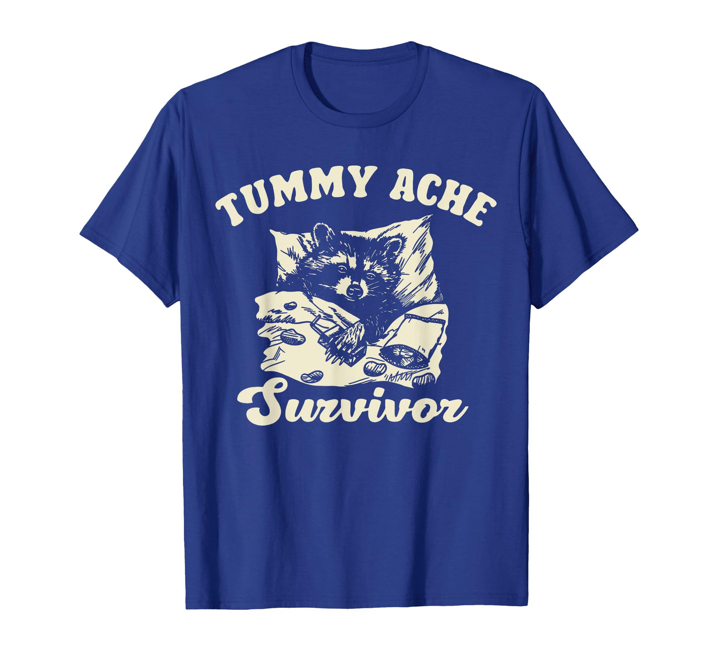 Vintage Tummy Ache Survivor Racoon Retro 90s Animal Lover T-Shirt