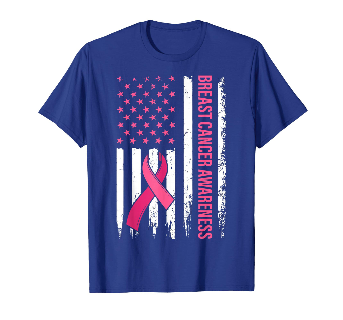 Warrior Survivor Breast Cancer Awareness Pink Ribbon US Flag T-Shirt