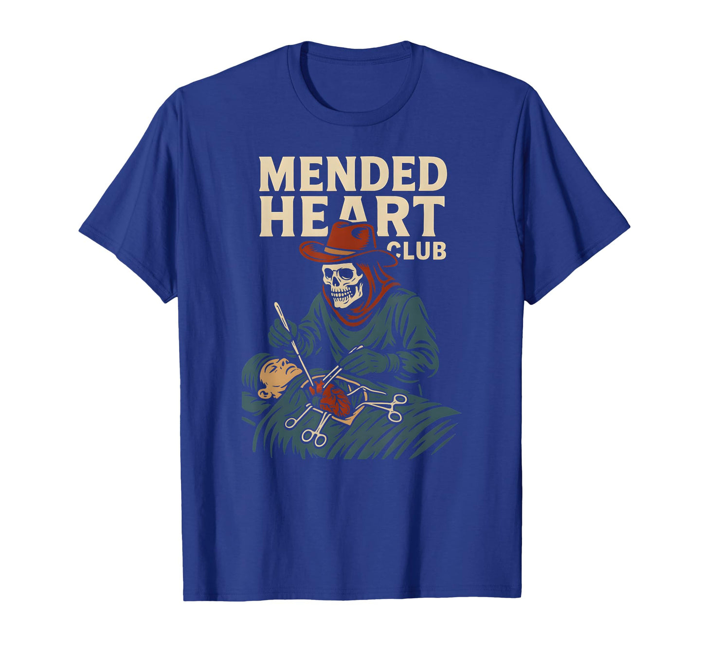 Heart Surgery Mended Heart Club Cool Skeleton Recovery T-Shirt