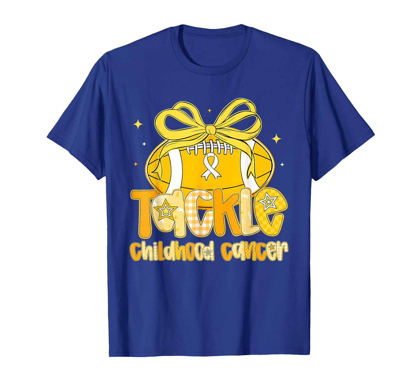 Tackle Childhood Cancer Awareness Football Gold Ribbon Kids T-Shirt