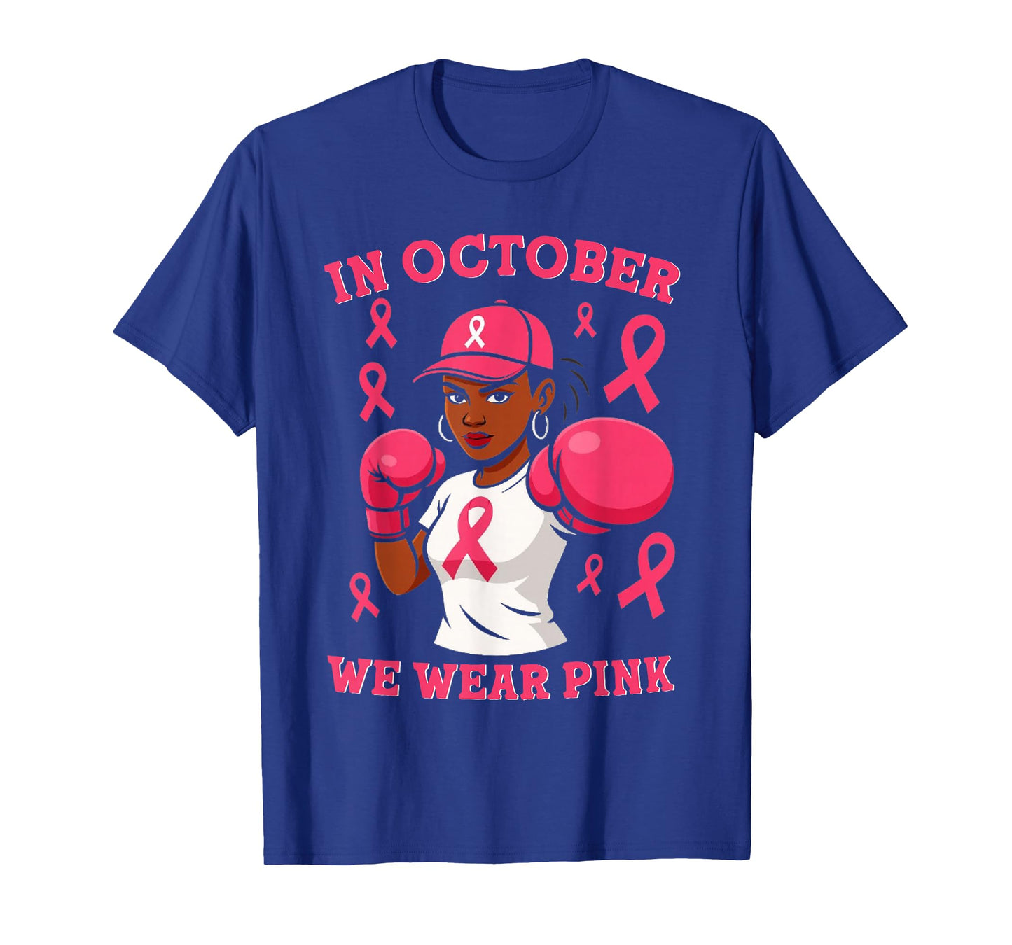 Black African American in October We Wear Pink Breast Cancer T-Shirt