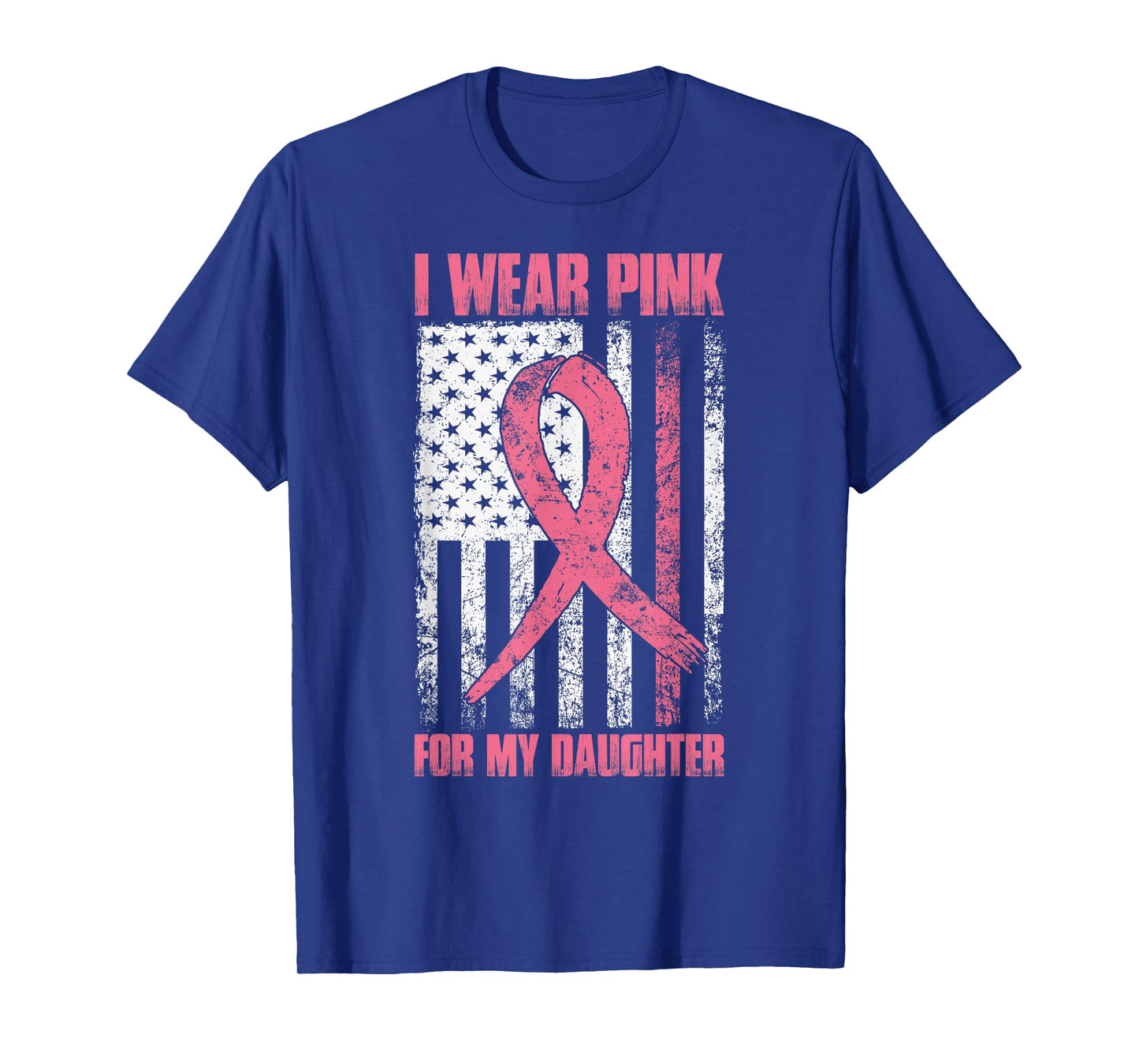 I Wear Pink For My Daughter Breast Cancer Awareness USA Flag T-Shirt