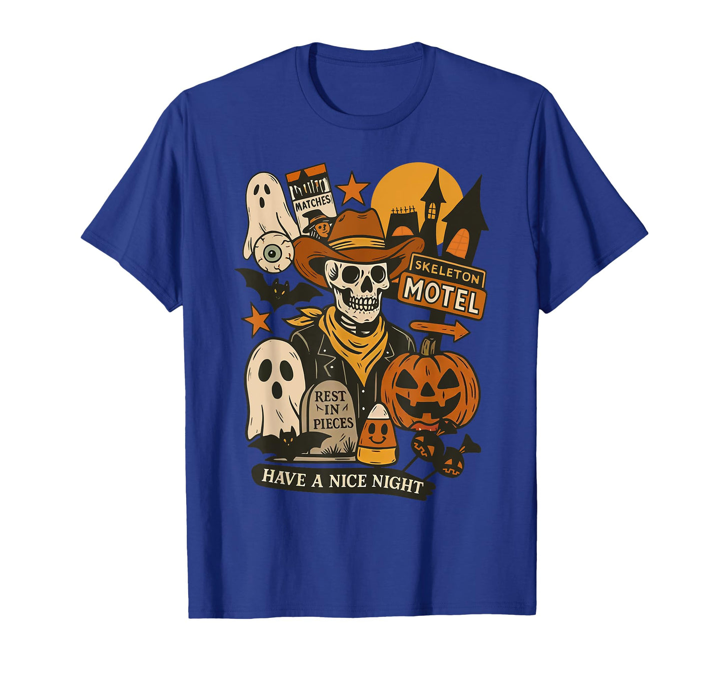 Skeleton Cowboy Halloween Motel Retro Spooky T-Shirt