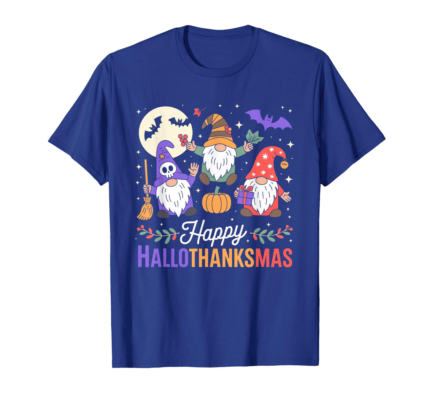 Halloween Thanksgiving Christmas Happy HalloThanksMas Gnomes T-Shirt