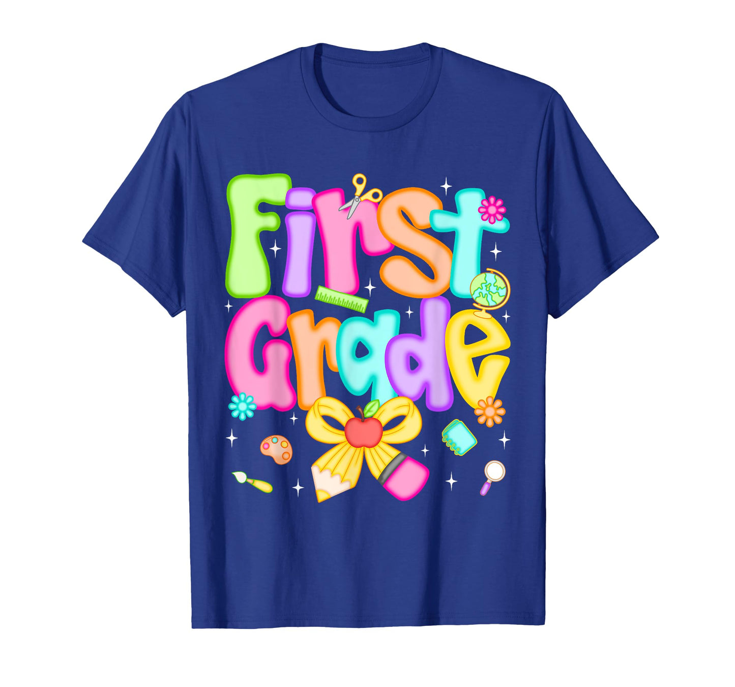 Preppy First Grade Back To School 1st Grade Teacher Girl Kid T-Shirt