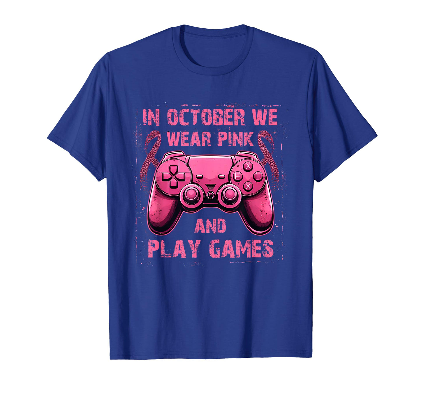 in October We Wear Pink Breast Cancer Gaming Kids Boys Youth T-Shirt