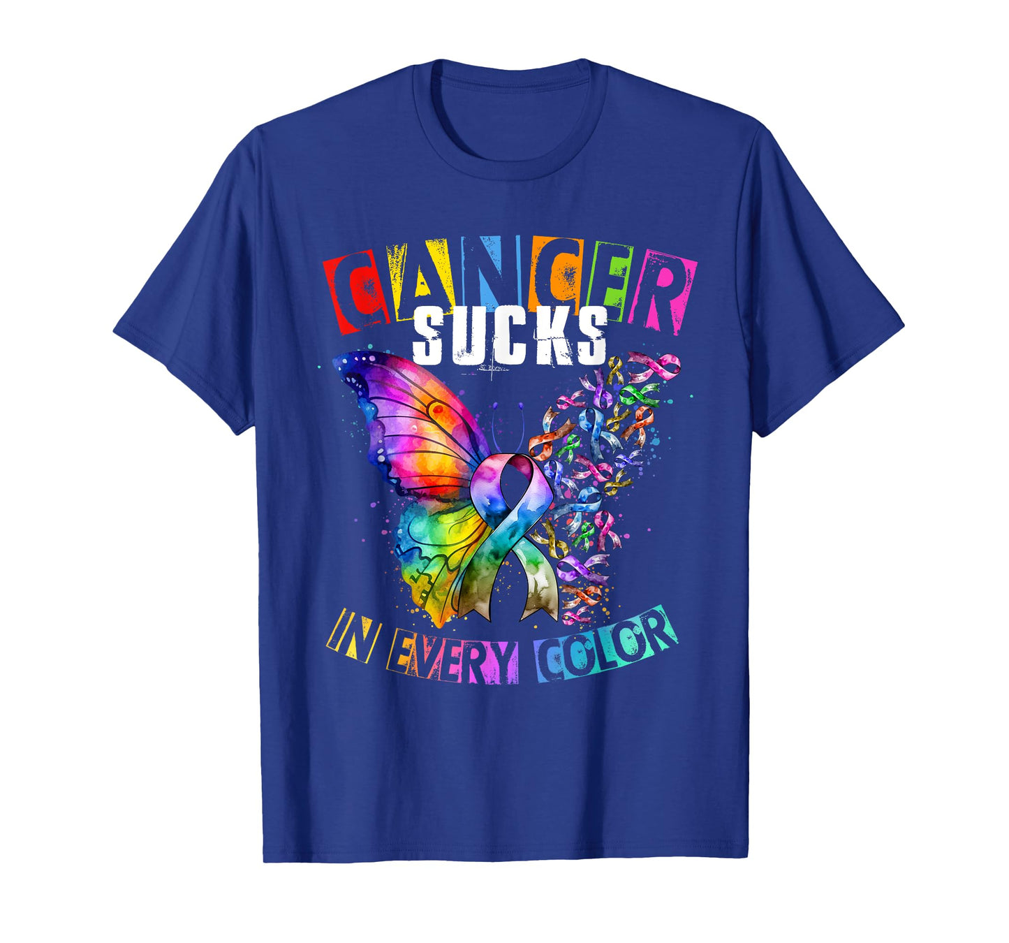 Breast Cancer awarene Sucks In Every Color Butterfly T-Shirt
