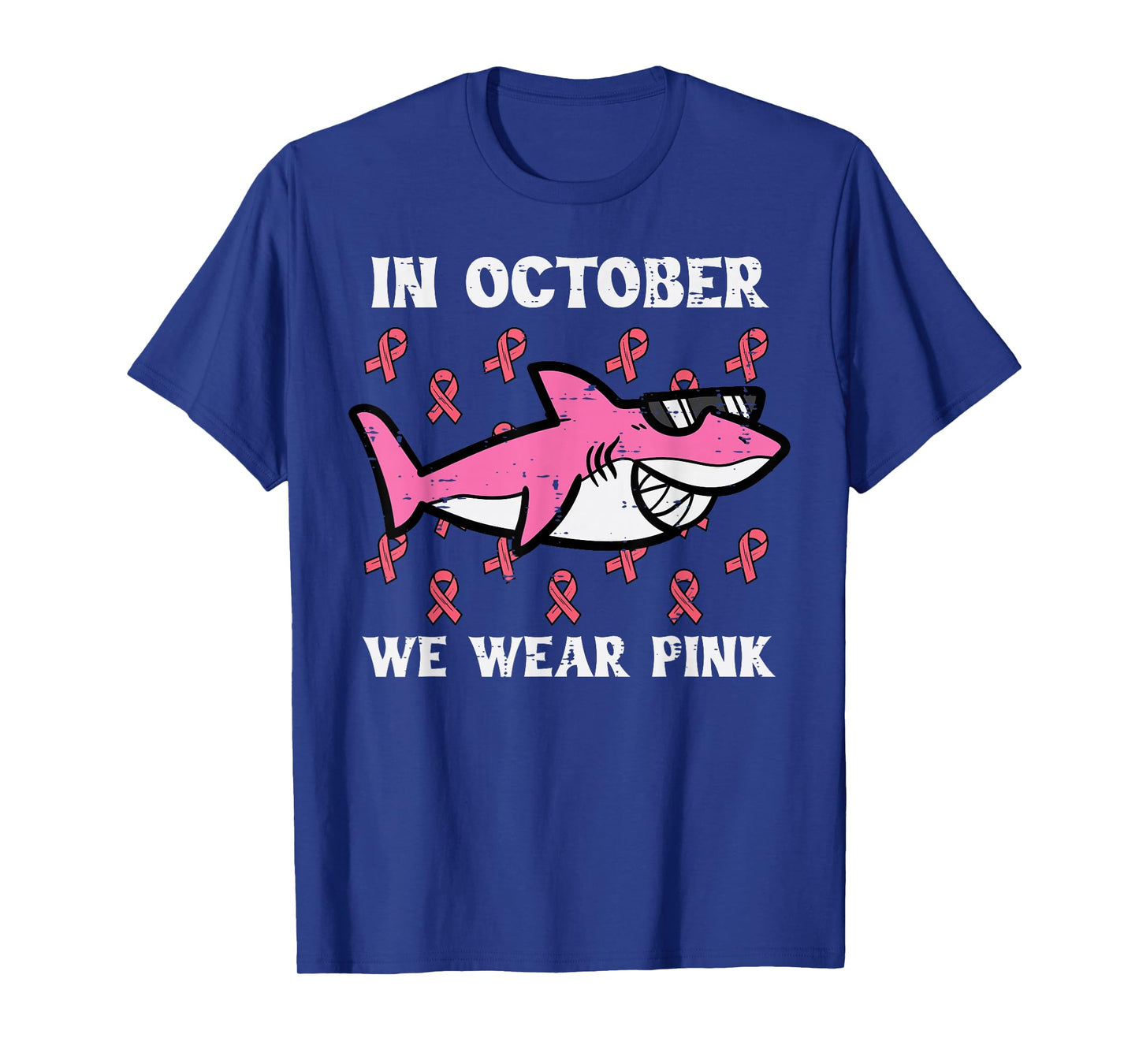 October We Wear Pink Shark Breast Cancer Awareness Boys Kids T-Shirt