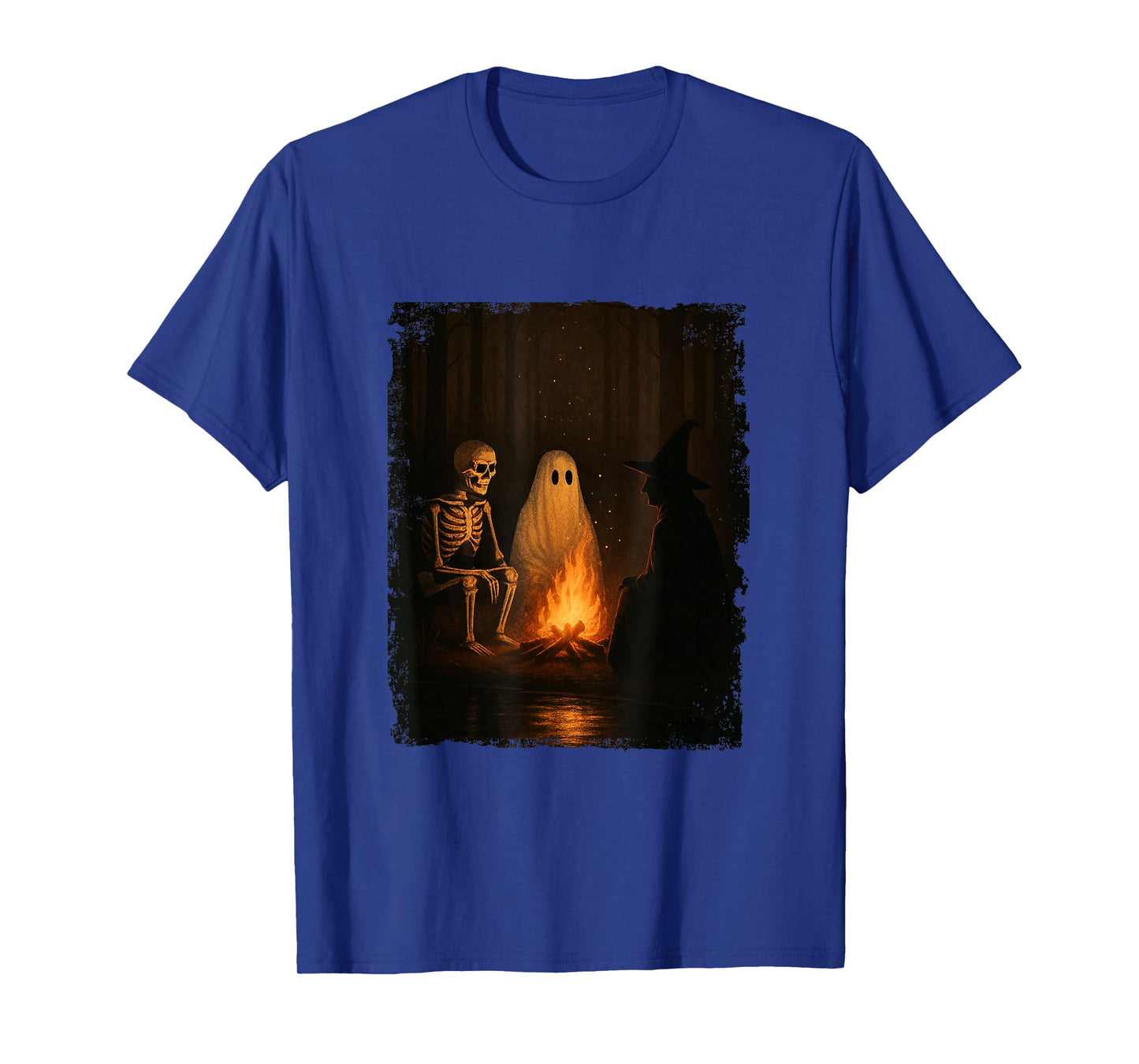 Skeleton Ghost Witch by Fire Camping Gothic Halloween T-Shirt