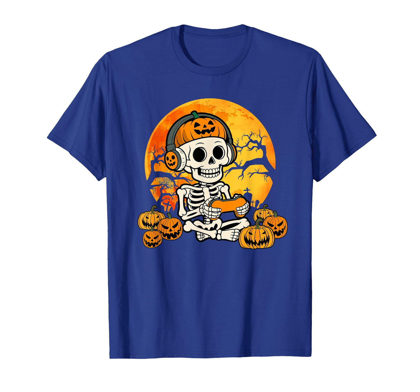Gamer Spooky Skeleton Gaming Video Games Halloween Boys T-Shirt