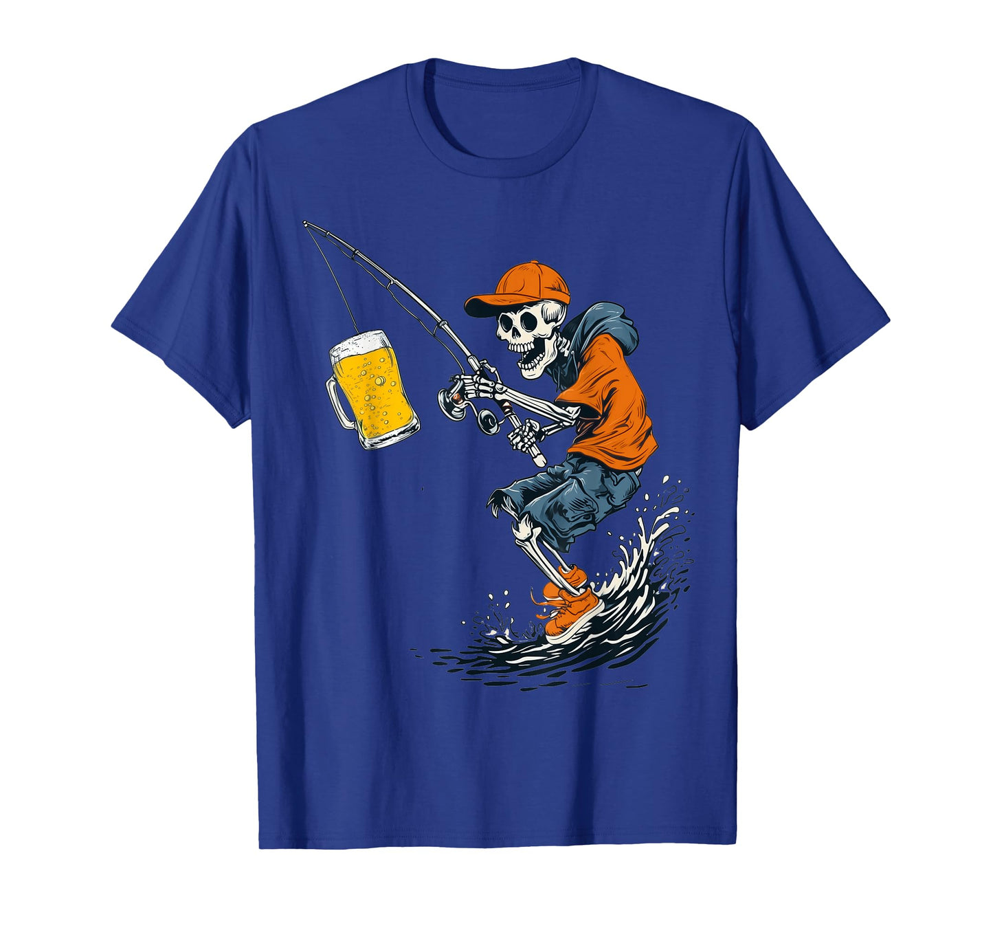Funny Skeleton Fishing Need Beer Reel Scared Drinking Lover T-Shirt
