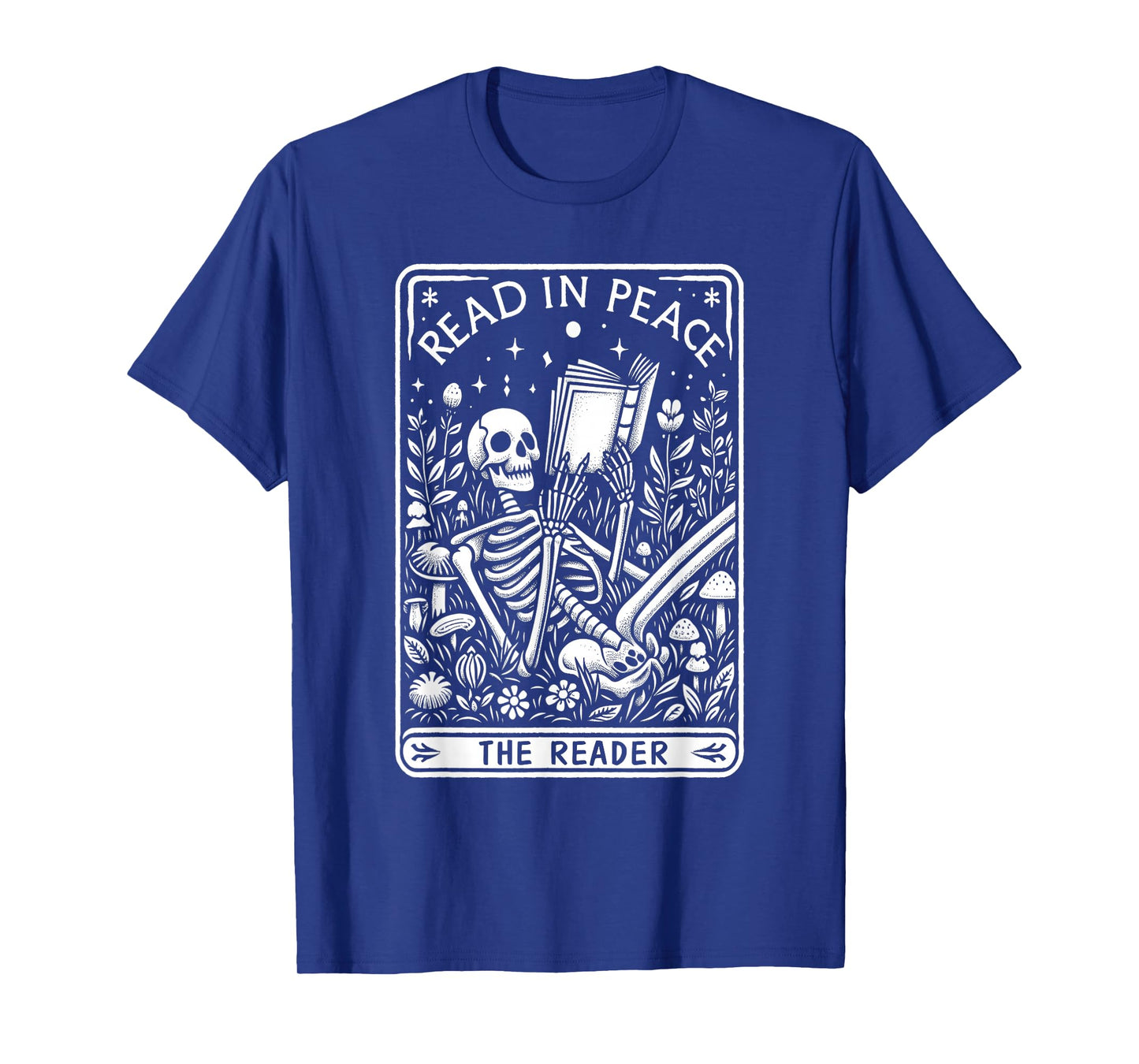 Read in Peace The Reader Skeleton Art T-Shirt