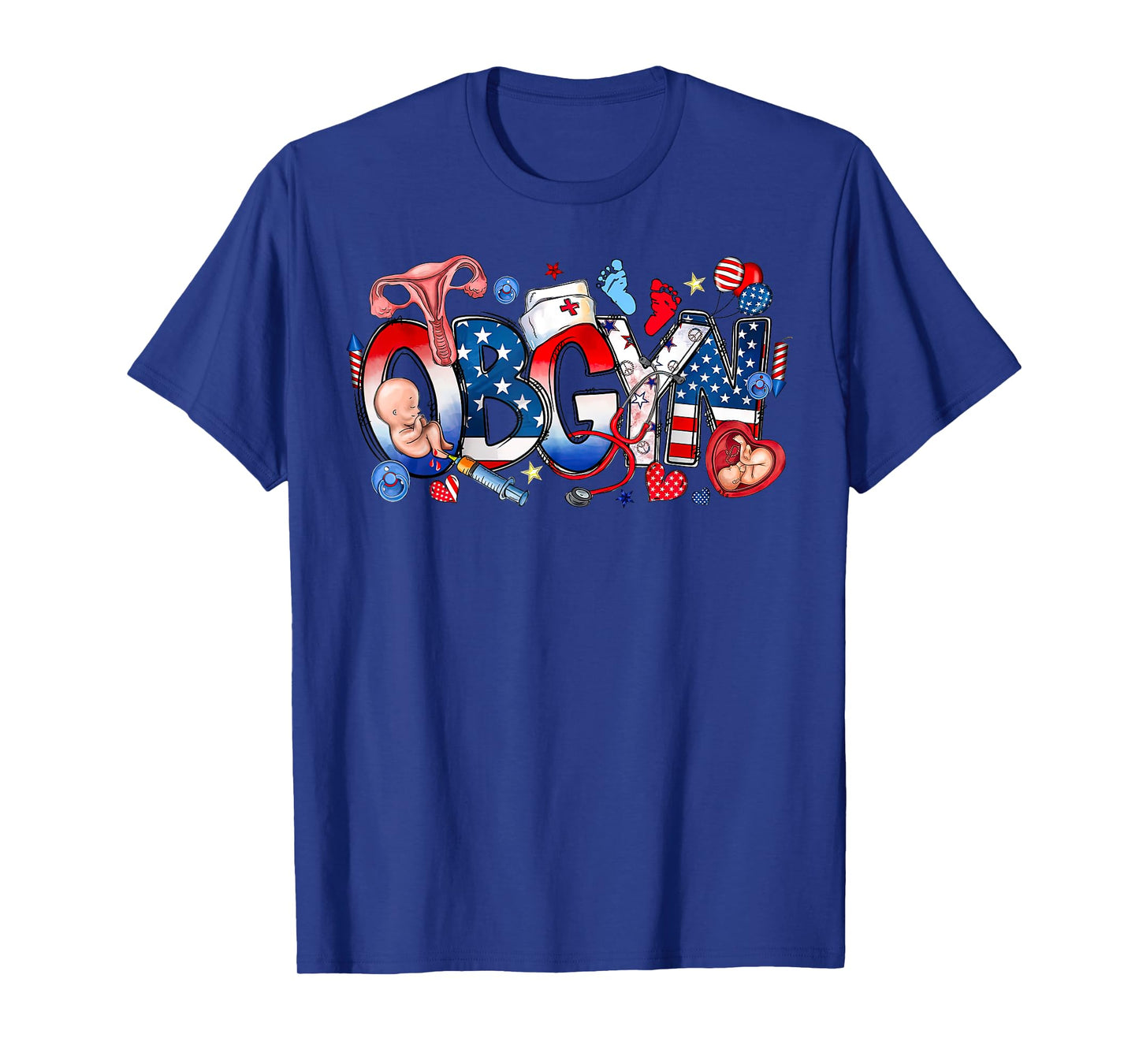 Retro OBGYN Nurse 4th Of July Obstetrician Gynecologist T-Shirt