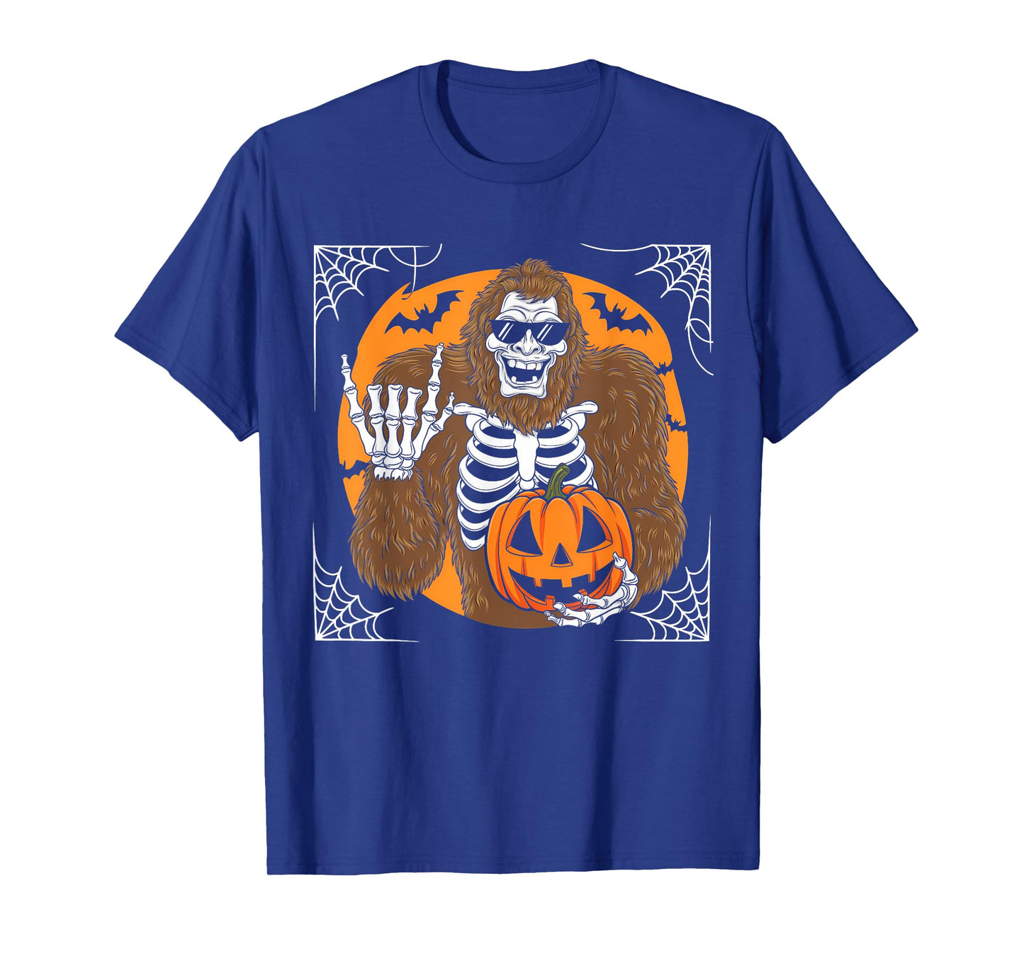 Halloween Spooky Bigfoot Jack O Lantern Skeleton Men Boys T-Shirt