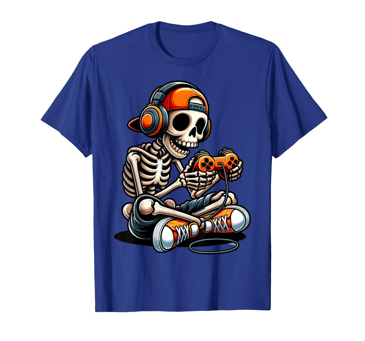 Halloween Skeleton Gamer Video Gaming Boys Men Kids Tees T-Shirt