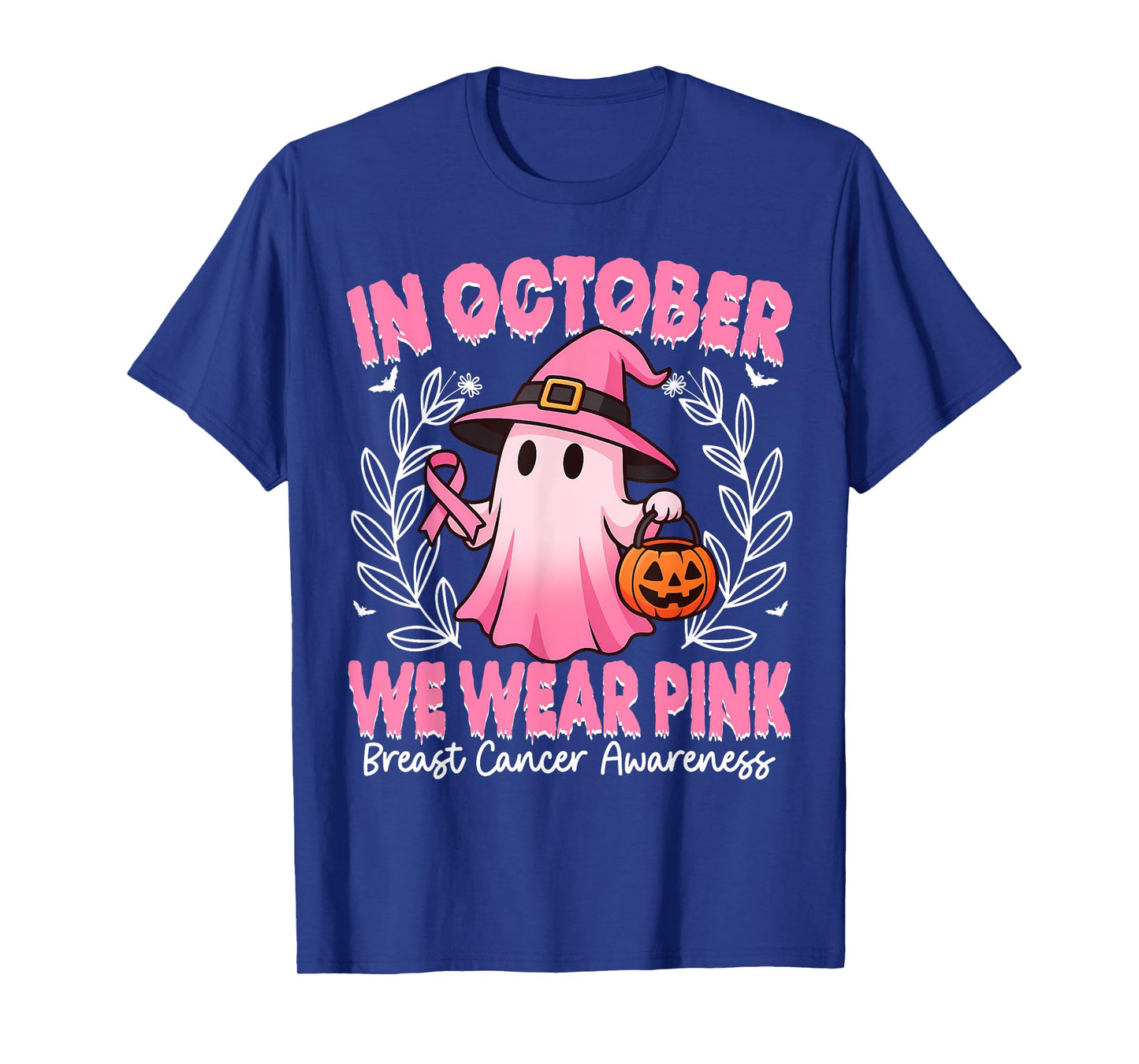 Breast Cancer Awareness in October We Wear Pink Halloween T-Shirt