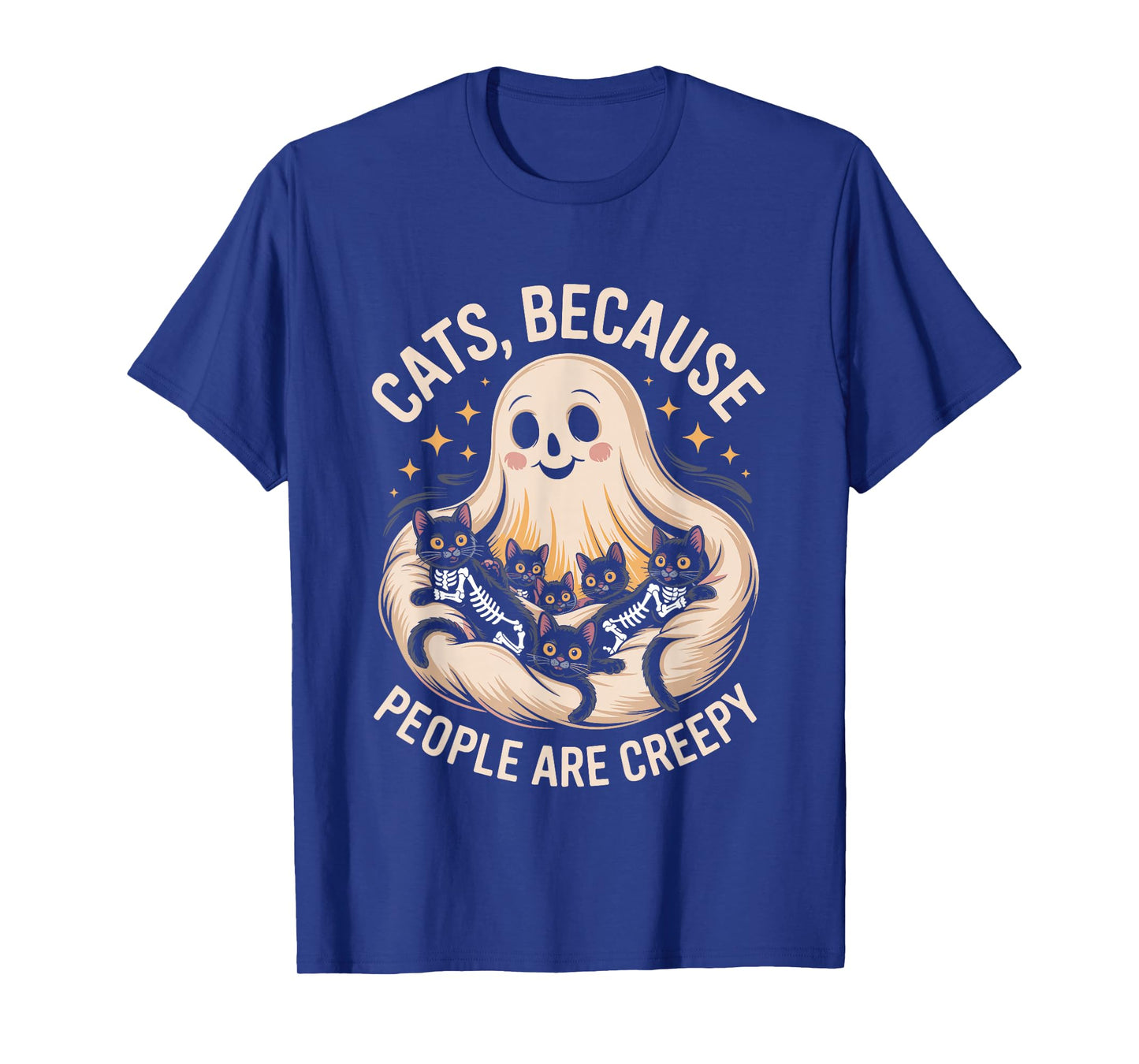 Cats Because People are Creepy Halloween Ghost Skeleton Cats T-Shirt