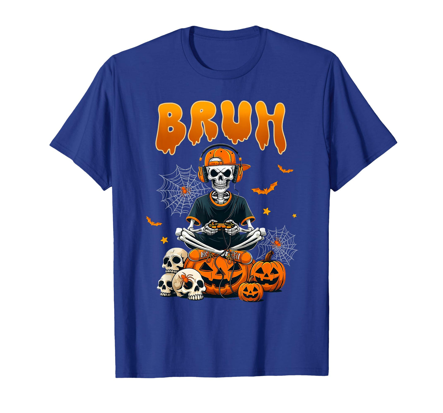 Bruh Skeleton Gamer Video Halloween Gaming Boys Men Kids T-Shirt
