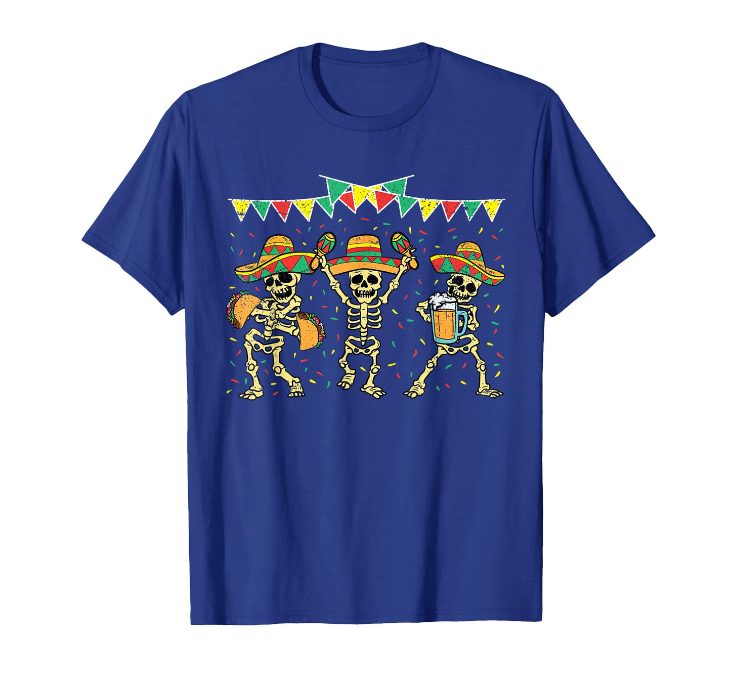 Mexican Skeleton Cinco De Mayo Funny Sombrero Baracas Fiesta T-Shirt