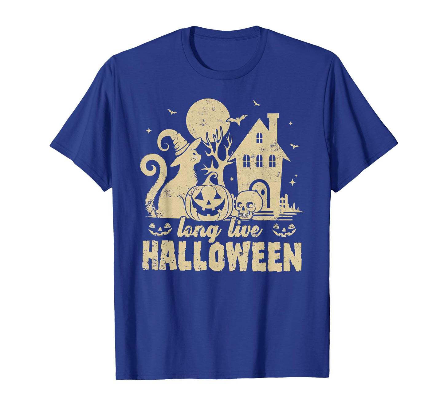 Long Live Halloween Scary Pumpkin Witch Black Cat Spooky T-Shirt