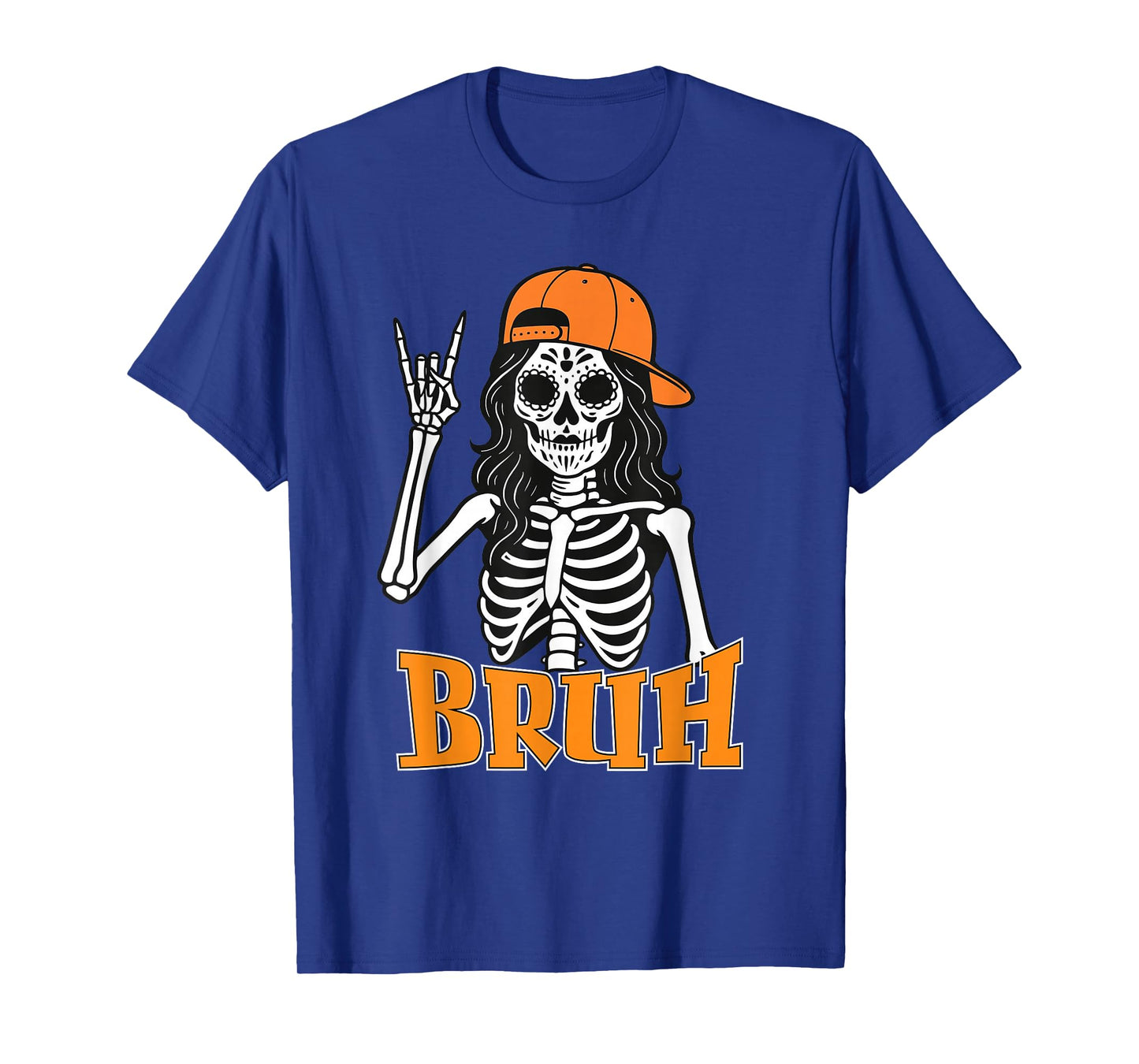 Cool Bruh Skeleton Rock On Halloween Women Boys Girls T-Shirt