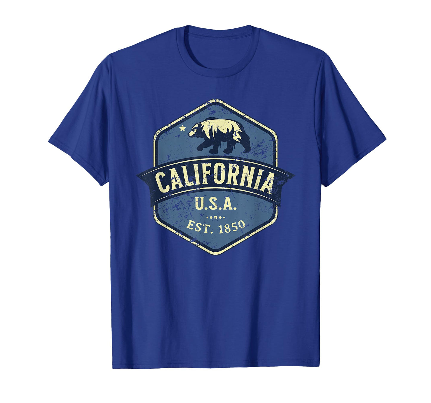 Vintage Style Distressed California with Bear Design T-Shirt