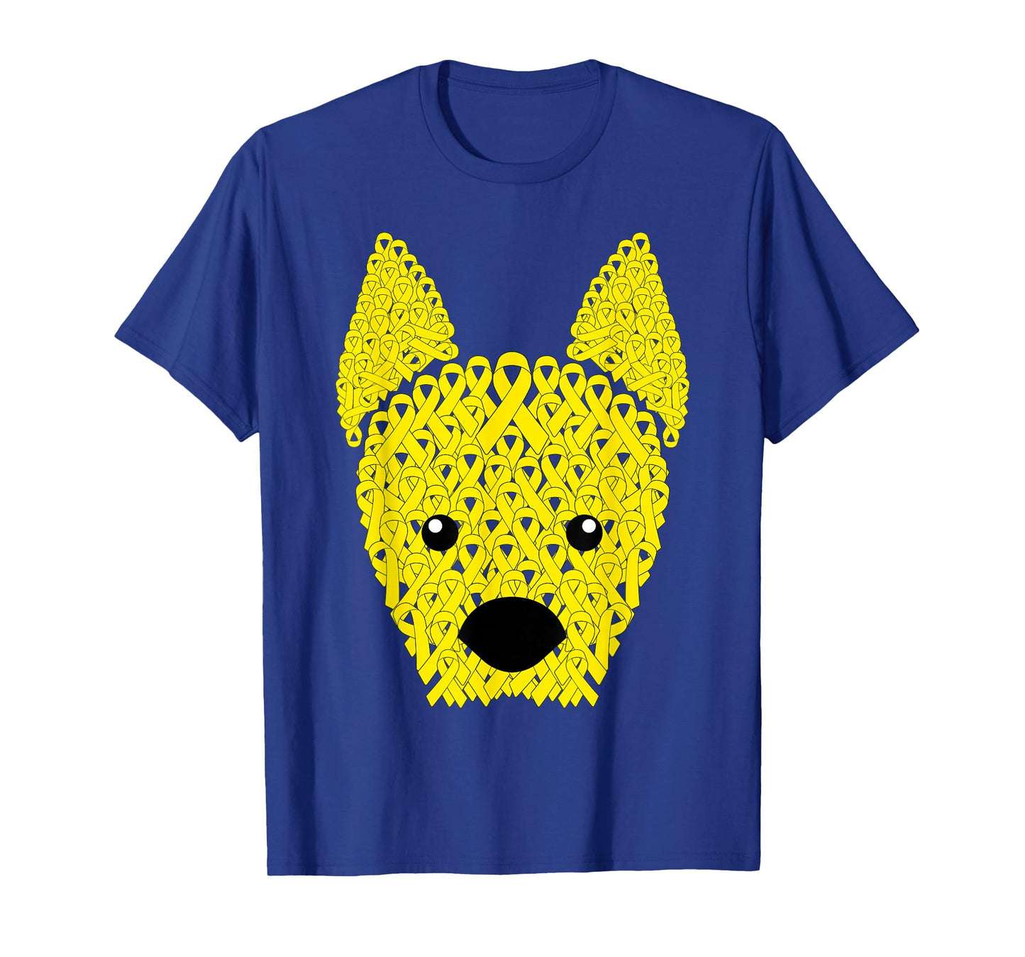 Yellow Ribbon Dog Face Sarcoma Bone Cancer Awareness Warrior T-Shirt